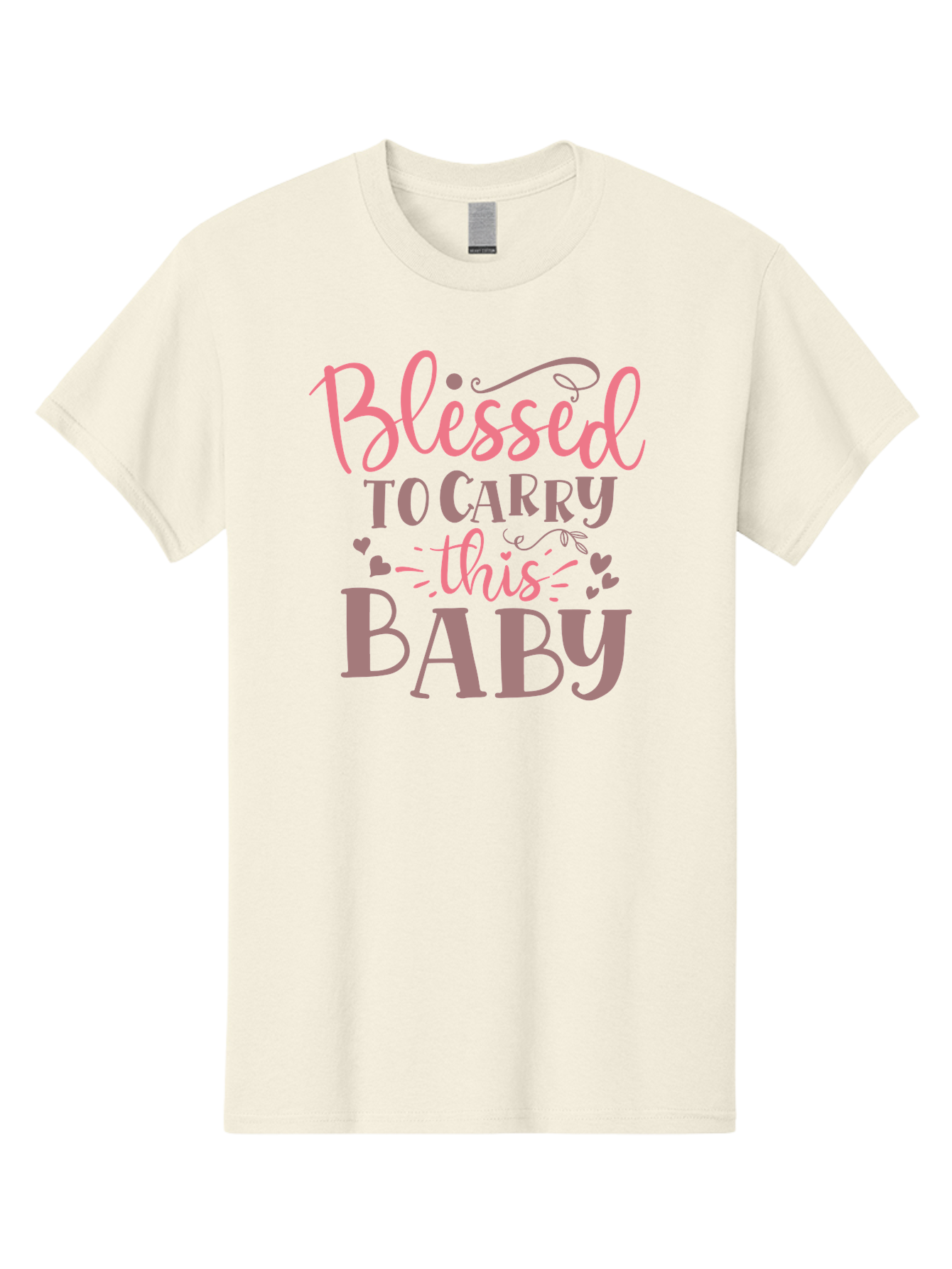 Blessed-To-Carry-This-Baby Men'S Graphic Tee, 100% Cotton, Comfortable Casual Summer Wear, Machine Washable, Pregnancy Quote, Baby Blessing, Expectant Mother, Pink Font, Inspirational Message, Baby Shower Gift, Maternity Message Aad366