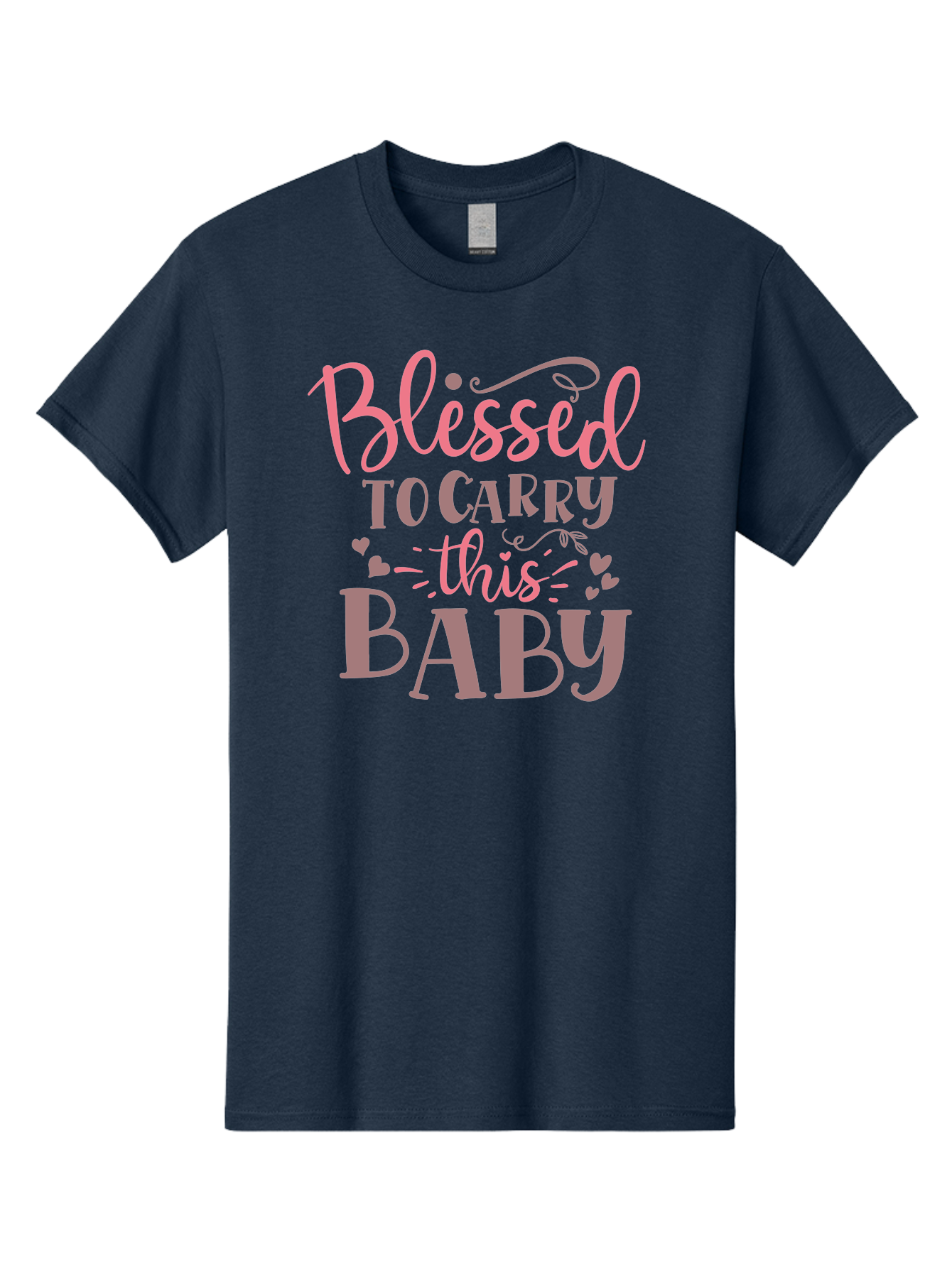 Blessed-To-Carry-This-Baby Men'S Graphic Tee, 100% Cotton, Comfortable Casual Summer Wear, Machine Washable, Pregnancy Quote, Baby Blessing, Expectant Mother, Pink Font, Inspirational Message, Baby Shower Gift, Maternity Message Aad366