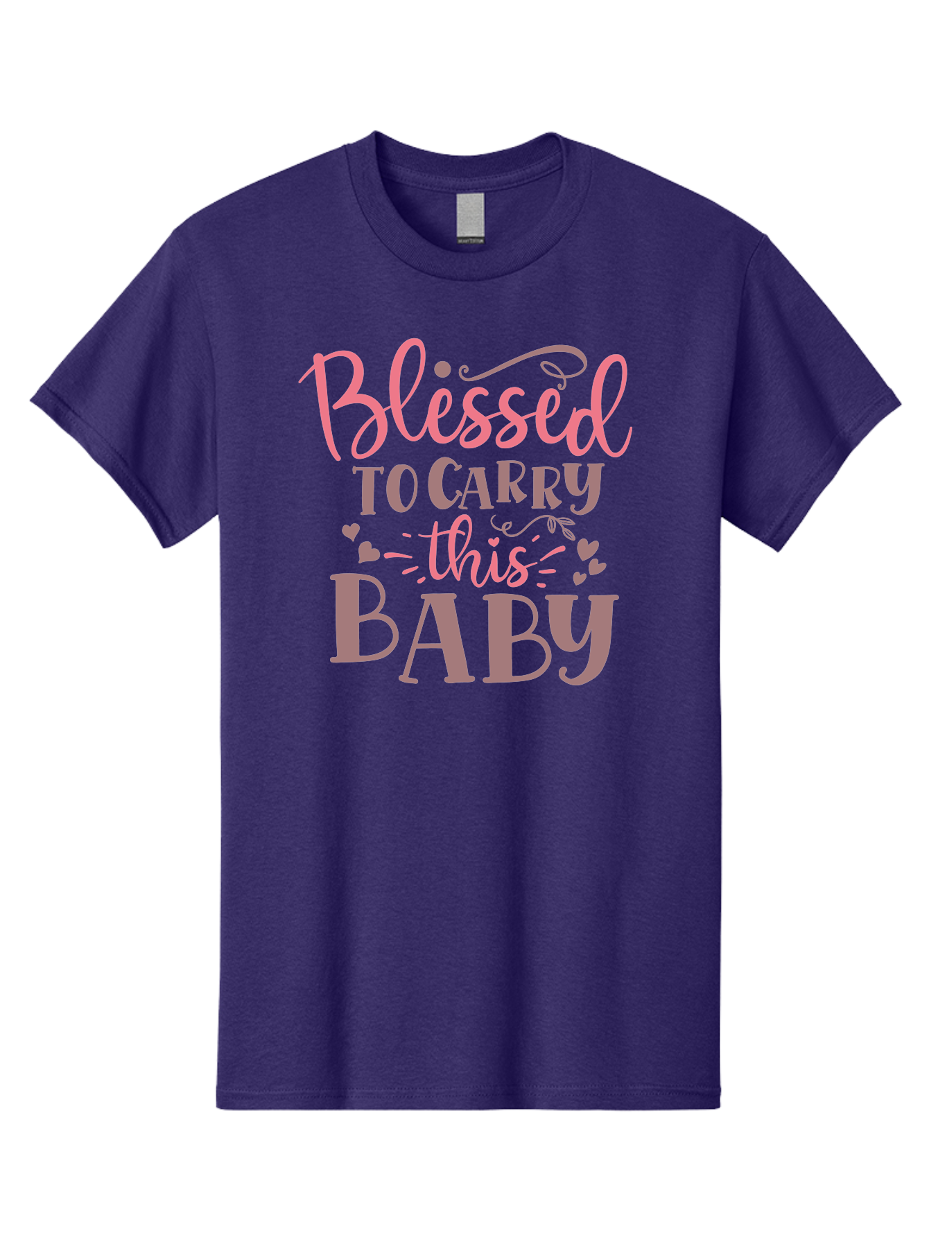 Blessed-To-Carry-This-Baby Men'S Graphic Tee, 100% Cotton, Comfortable Casual Summer Wear, Machine Washable, Pregnancy Quote, Baby Blessing, Expectant Mother, Pink Font, Inspirational Message, Baby Shower Gift, Maternity Message Aad366