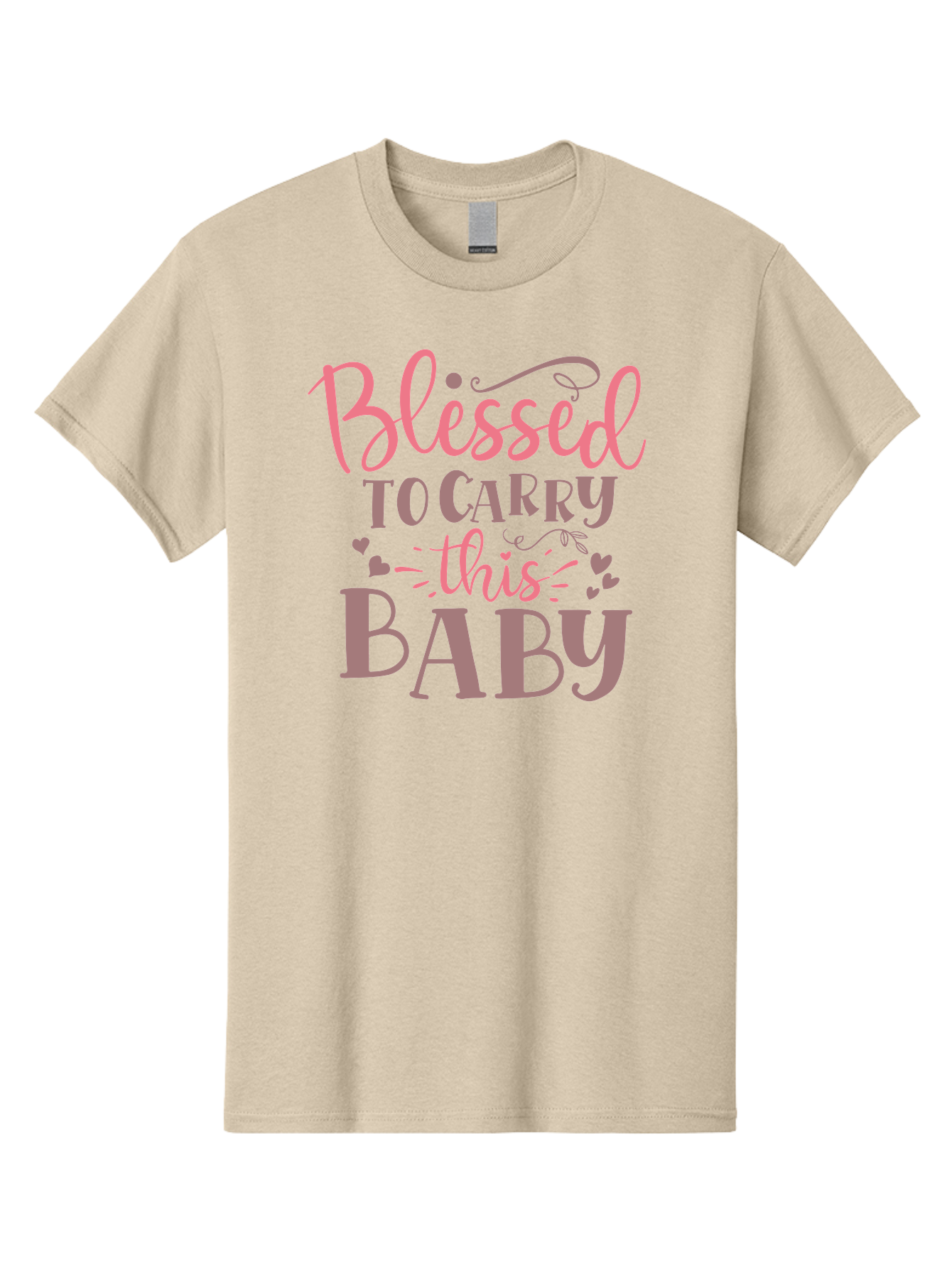 Blessed-To-Carry-This-Baby Men'S Graphic Tee, 100% Cotton, Comfortable Casual Summer Wear, Machine Washable, Pregnancy Quote, Baby Blessing, Expectant Mother, Pink Font, Inspirational Message, Baby Shower Gift, Maternity Message Aad366