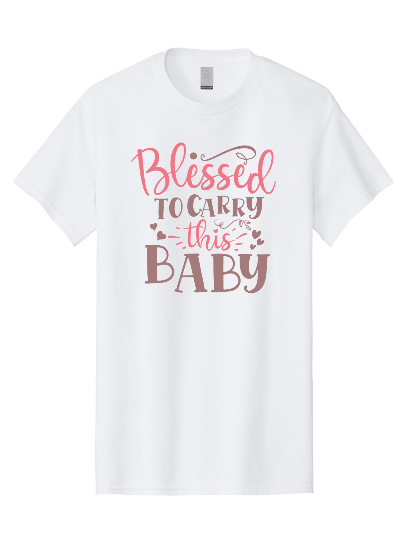 Blessed-To-Carry-This-Baby Men'S Graphic Tee, 100% Cotton, Comfortable Casual Summer Wear, Machine Washable, Pregnancy Quote, Baby Blessing, Expectant Mother, Pink Font, Inspirational Message, Baby Shower Gift, Maternity Message Aad366