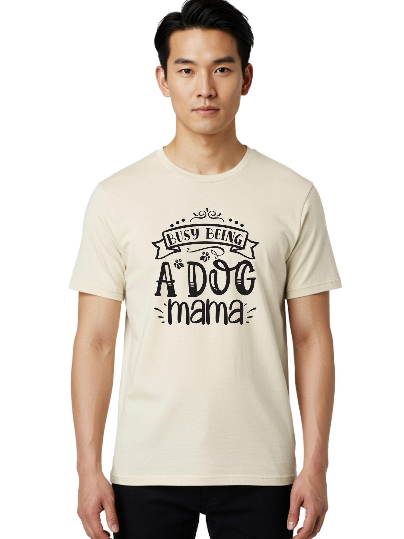 Busy-Being-Dog-Mama Men'S Graphic Tee, 100% Cotton, Comfortable Casual Summer Wear, Machine Washable, Dog Mama, Dog Mom, Dog Lover, Dog Owner, Pet Parent, Furry Family, Dog Parenting, Dog Love, Pet Love Aad367