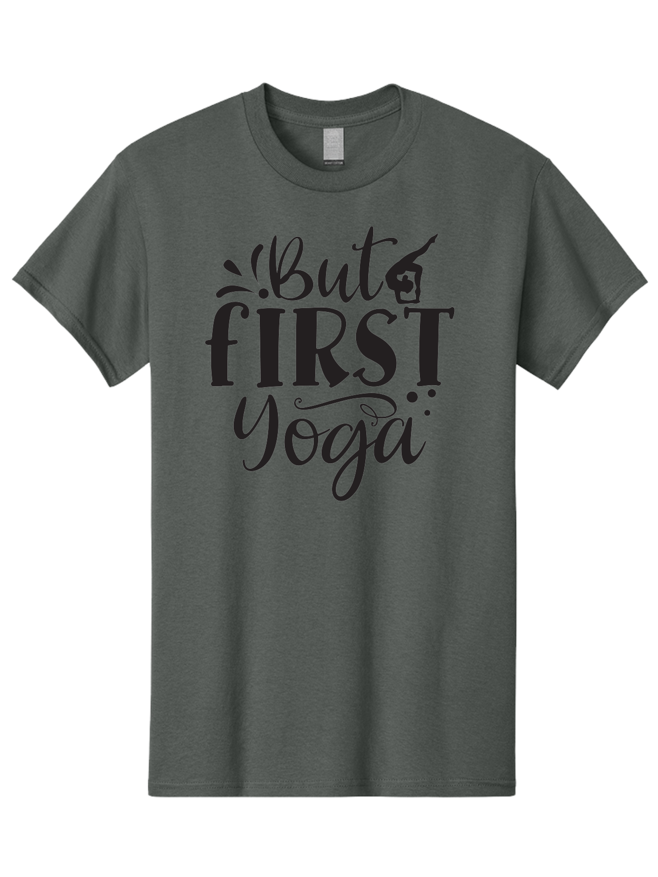 But-First-Yoga Men'S Graphic Tee, 100% Cotton, Comfortable Casual Summer Wear, Machine Washable, Yoga Inspiration, Mindfulness, Wellness Quotes, Motivational Phrases, Yoga Love, Fitness Motivation, Healthy Lifestyle Aad368