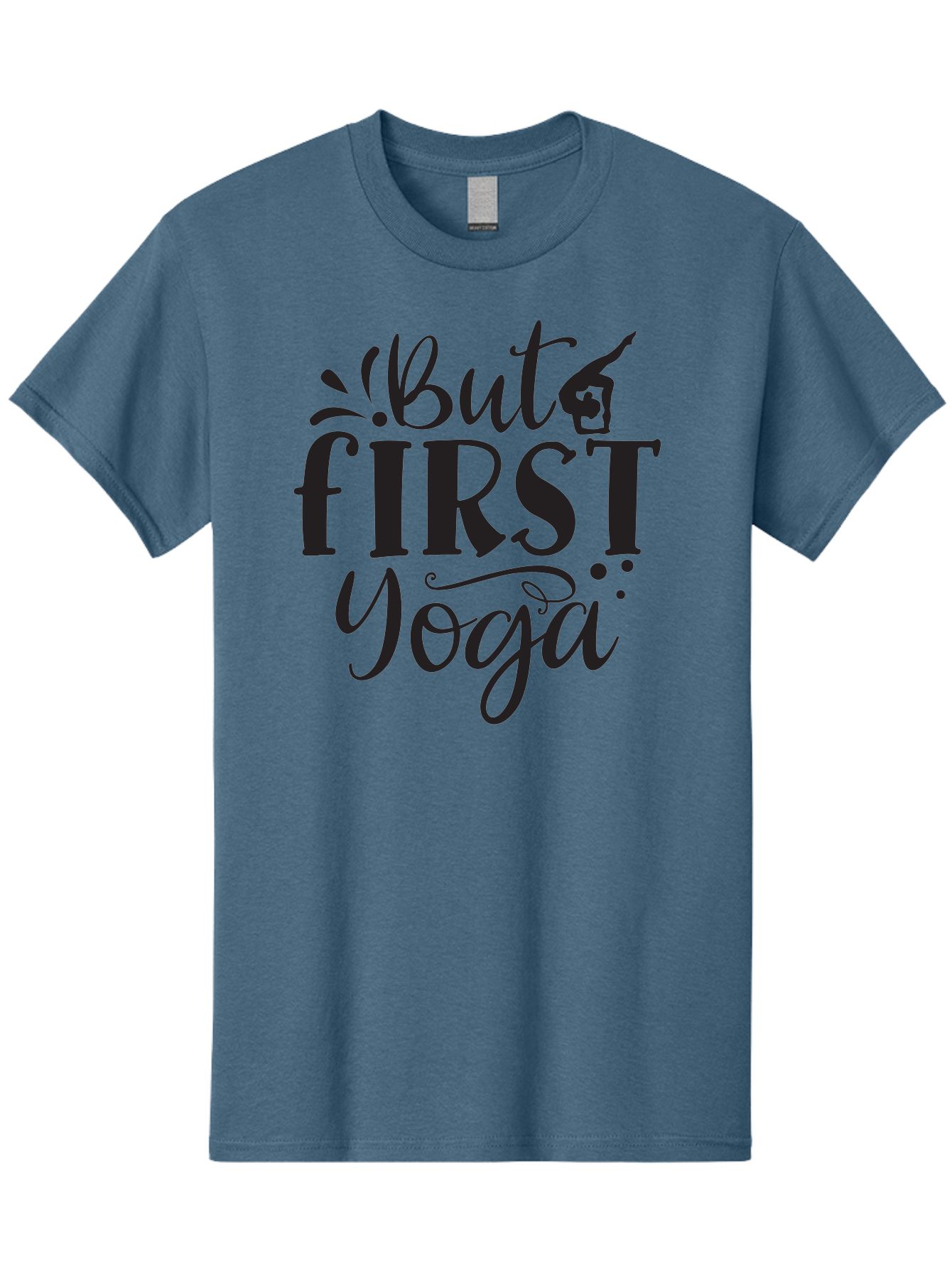 But-First-Yoga Men'S Graphic Tee, 100% Cotton, Comfortable Casual Summer Wear, Machine Washable, Yoga Inspiration, Mindfulness, Wellness Quotes, Motivational Phrases, Yoga Love, Fitness Motivation, Healthy Lifestyle Aad368