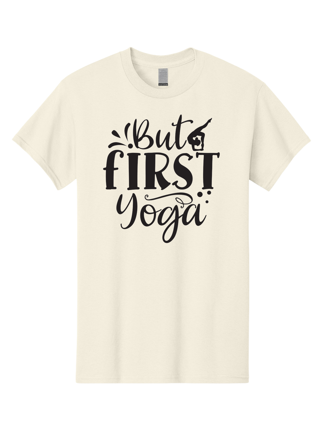 But-First-Yoga Men'S Graphic Tee, 100% Cotton, Comfortable Casual Summer Wear, Machine Washable, Yoga Inspiration, Mindfulness, Wellness Quotes, Motivational Phrases, Yoga Love, Fitness Motivation, Healthy Lifestyle Aad368