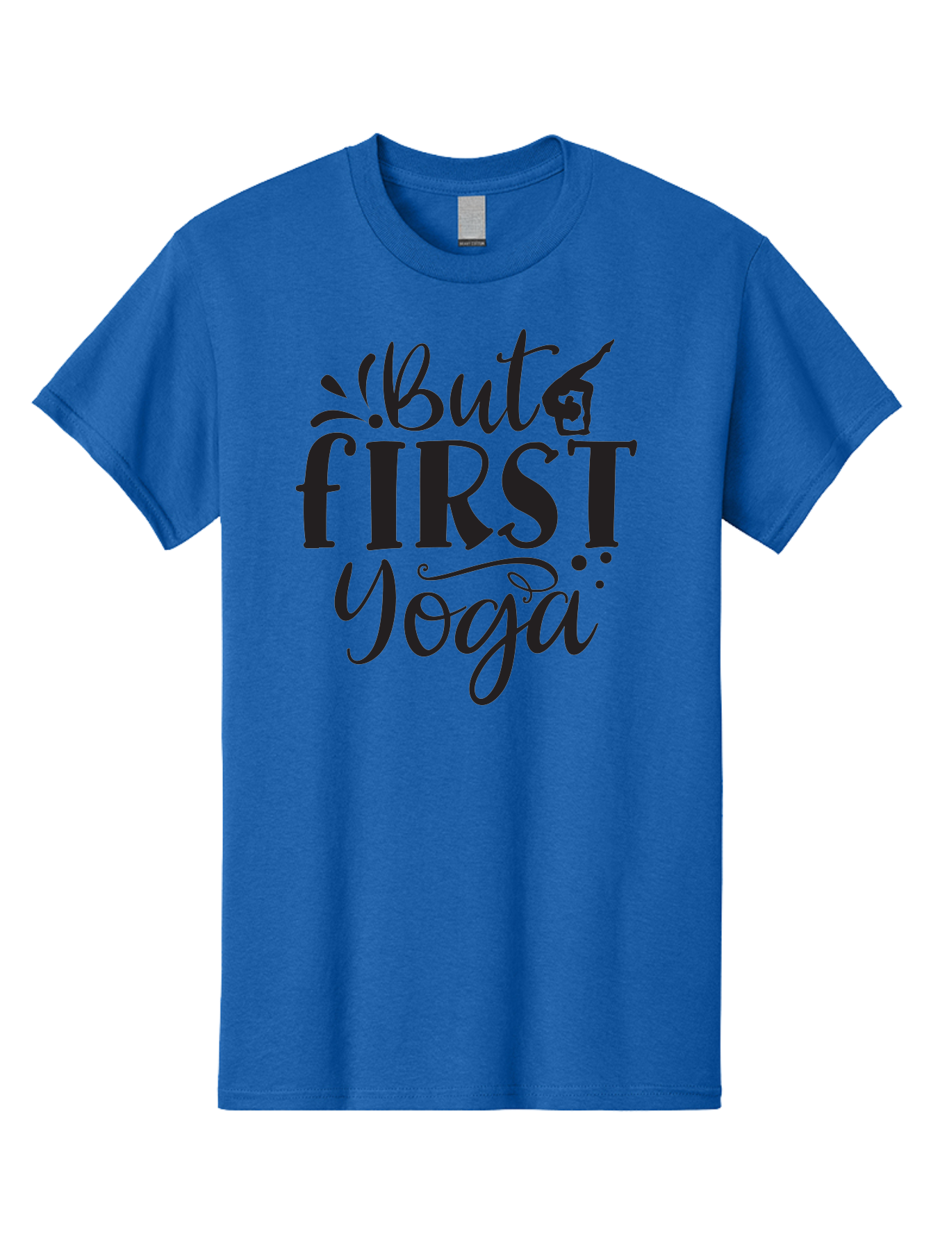 But-First-Yoga Men'S Graphic Tee, 100% Cotton, Comfortable Casual Summer Wear, Machine Washable, Yoga Inspiration, Mindfulness, Wellness Quotes, Motivational Phrases, Yoga Love, Fitness Motivation, Healthy Lifestyle Aad368