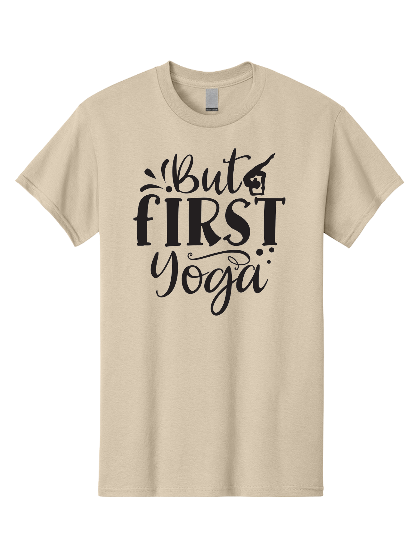 But-First-Yoga Men'S Graphic Tee, 100% Cotton, Comfortable Casual Summer Wear, Machine Washable, Yoga Inspiration, Mindfulness, Wellness Quotes, Motivational Phrases, Yoga Love, Fitness Motivation, Healthy Lifestyle Aad368
