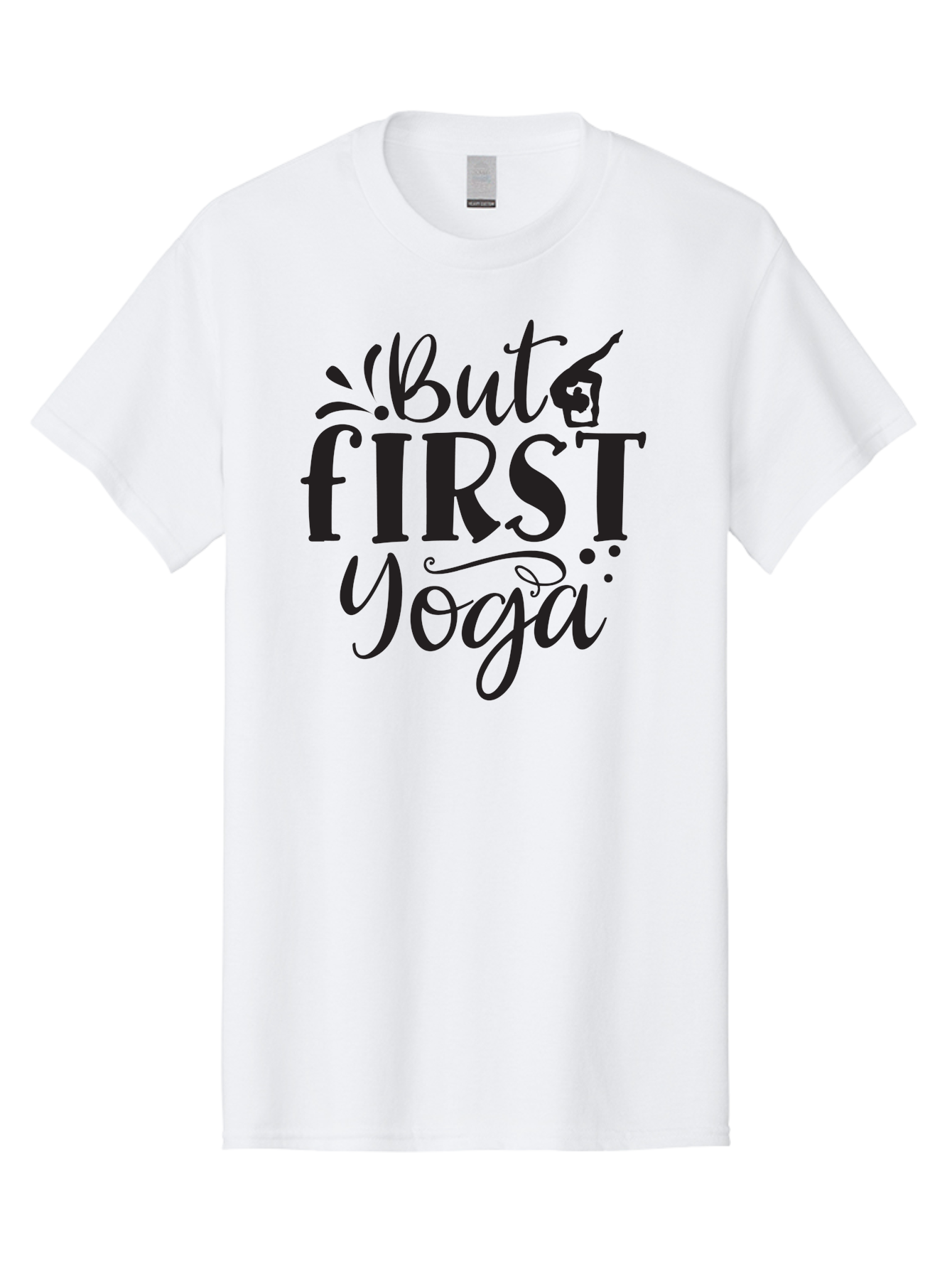 But-First-Yoga Men'S Graphic Tee, 100% Cotton, Comfortable Casual Summer Wear, Machine Washable, Yoga Inspiration, Mindfulness, Wellness Quotes, Motivational Phrases, Yoga Love, Fitness Motivation, Healthy Lifestyle Aad368