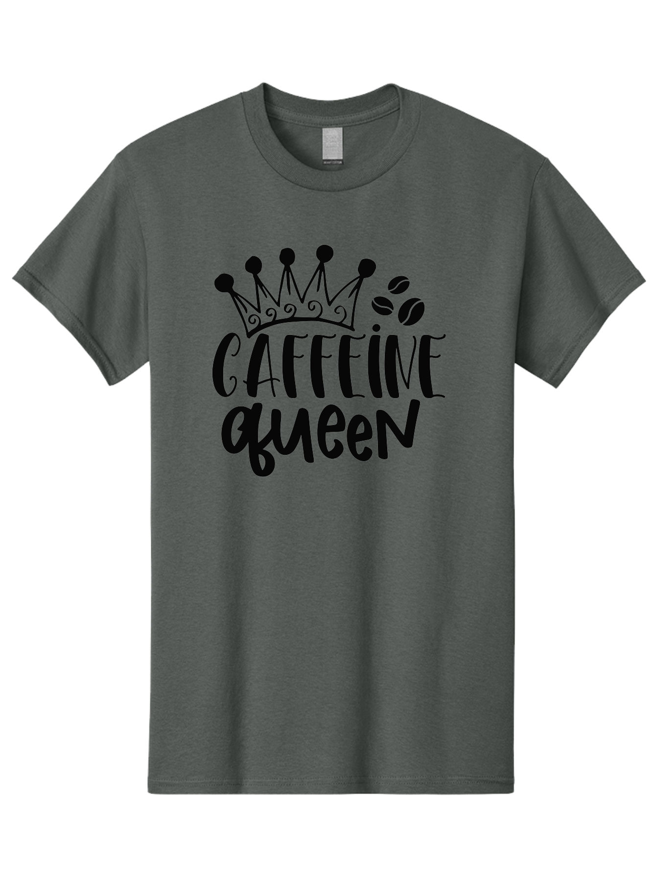 Caffeine-Queen Men'S Graphic Tee, 100% Cotton, Comfortable Casual Summer Wear, Machine Washable, Coffee Lover, Coffee Beans, Crown Icon, Royal Treatment, Coffee Culture, Caffeine Fix, Morning Motivation, Coffee Addiction, Coffee Obsession Aad369