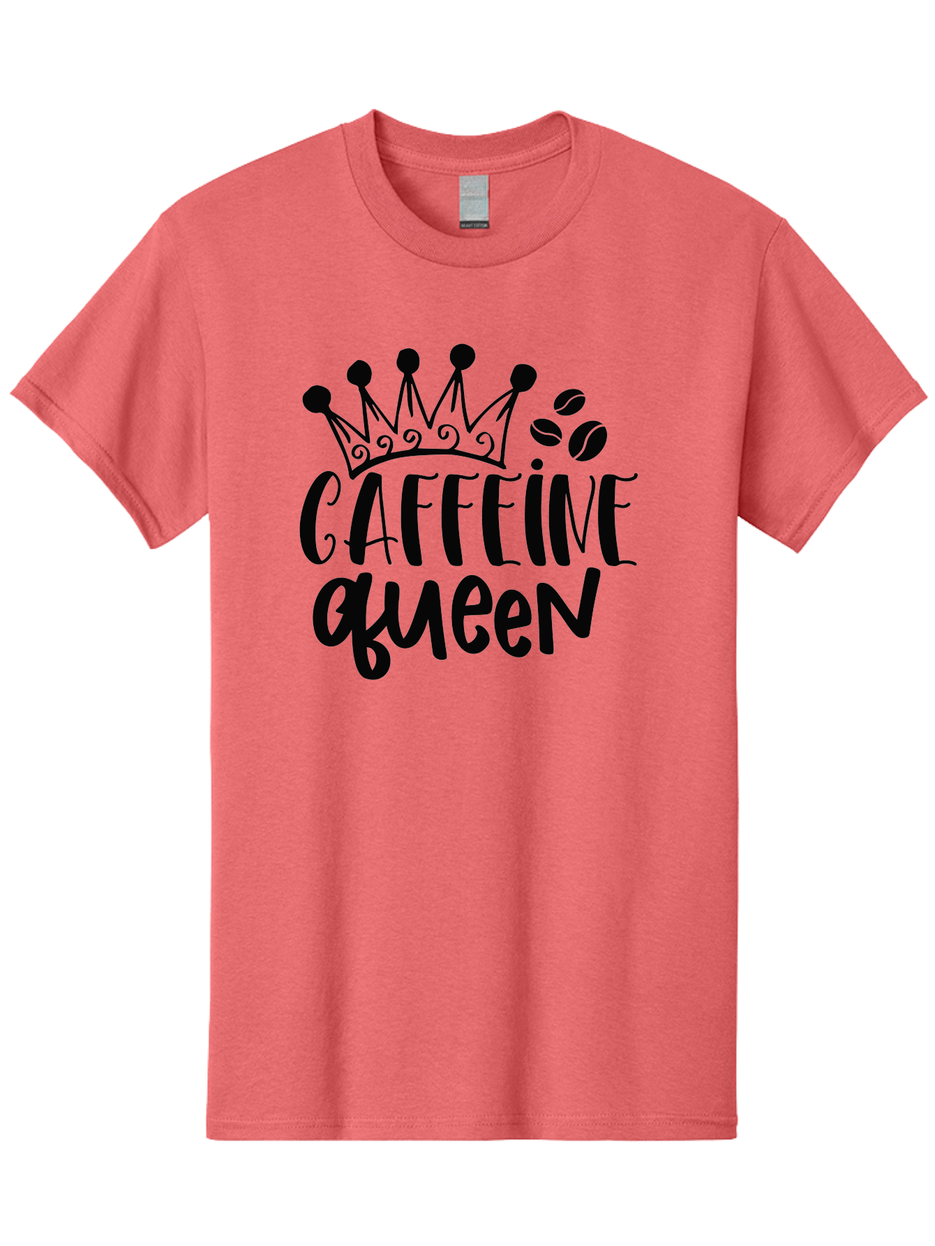 Caffeine-Queen Men'S Graphic Tee, 100% Cotton, Comfortable Casual Summer Wear, Machine Washable, Coffee Lover, Coffee Beans, Crown Icon, Royal Treatment, Coffee Culture, Caffeine Fix, Morning Motivation, Coffee Addiction, Coffee Obsession Aad369