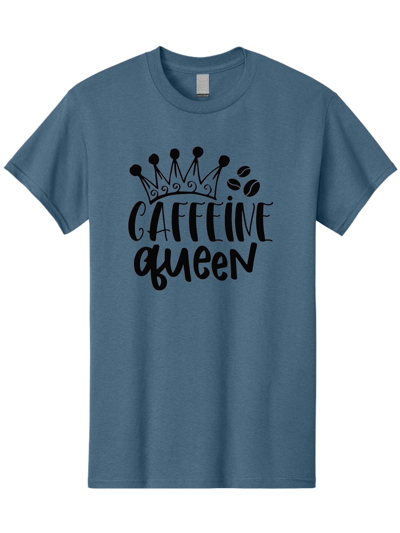 Caffeine-Queen Men'S Graphic Tee, 100% Cotton, Comfortable Casual Summer Wear, Machine Washable, Coffee Lover, Coffee Beans, Crown Icon, Royal Treatment, Coffee Culture, Caffeine Fix, Morning Motivation, Coffee Addiction, Coffee Obsession Aad369