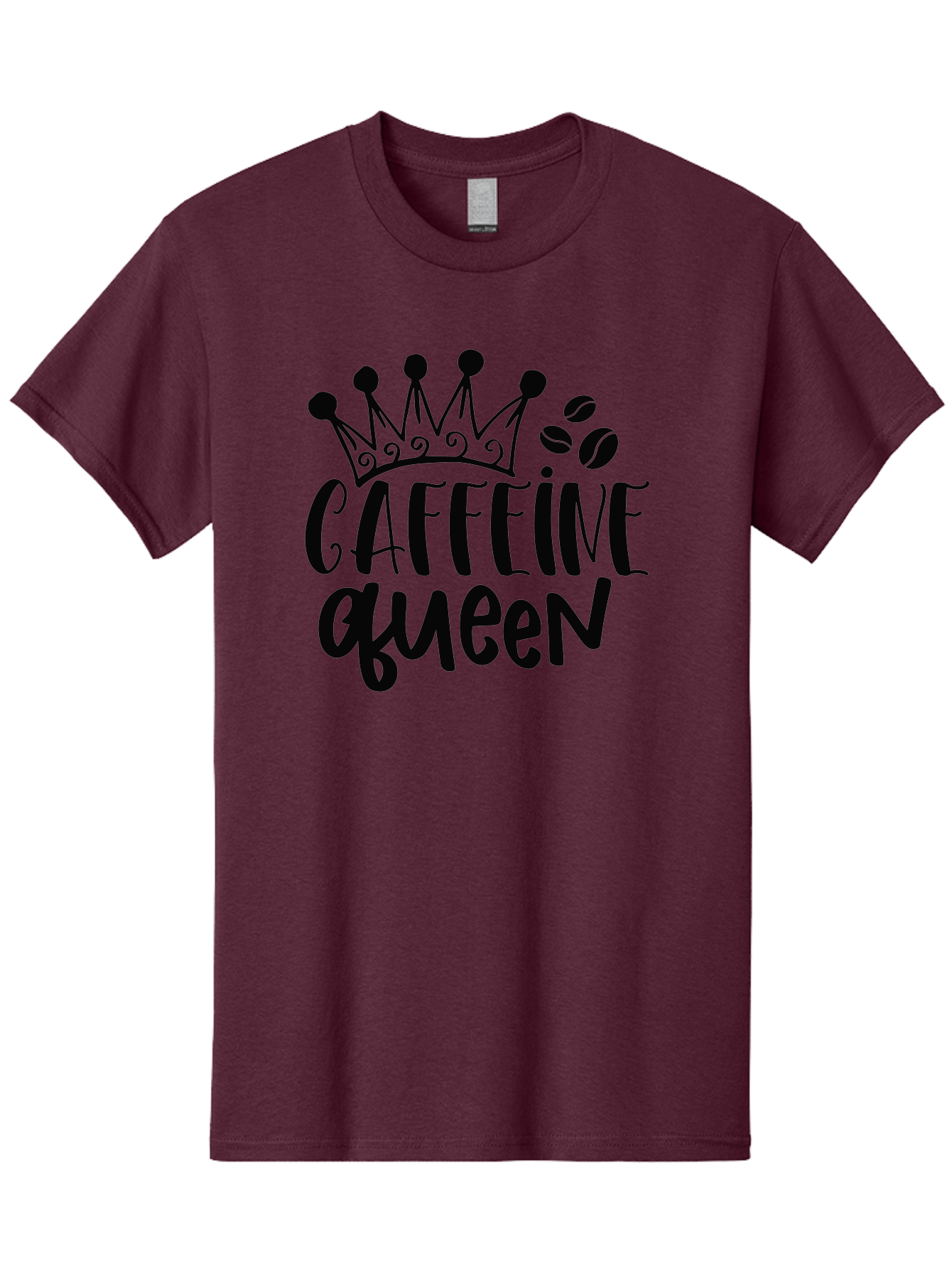 Caffeine-Queen Men'S Graphic Tee, 100% Cotton, Comfortable Casual Summer Wear, Machine Washable, Coffee Lover, Coffee Beans, Crown Icon, Royal Treatment, Coffee Culture, Caffeine Fix, Morning Motivation, Coffee Addiction, Coffee Obsession Aad369