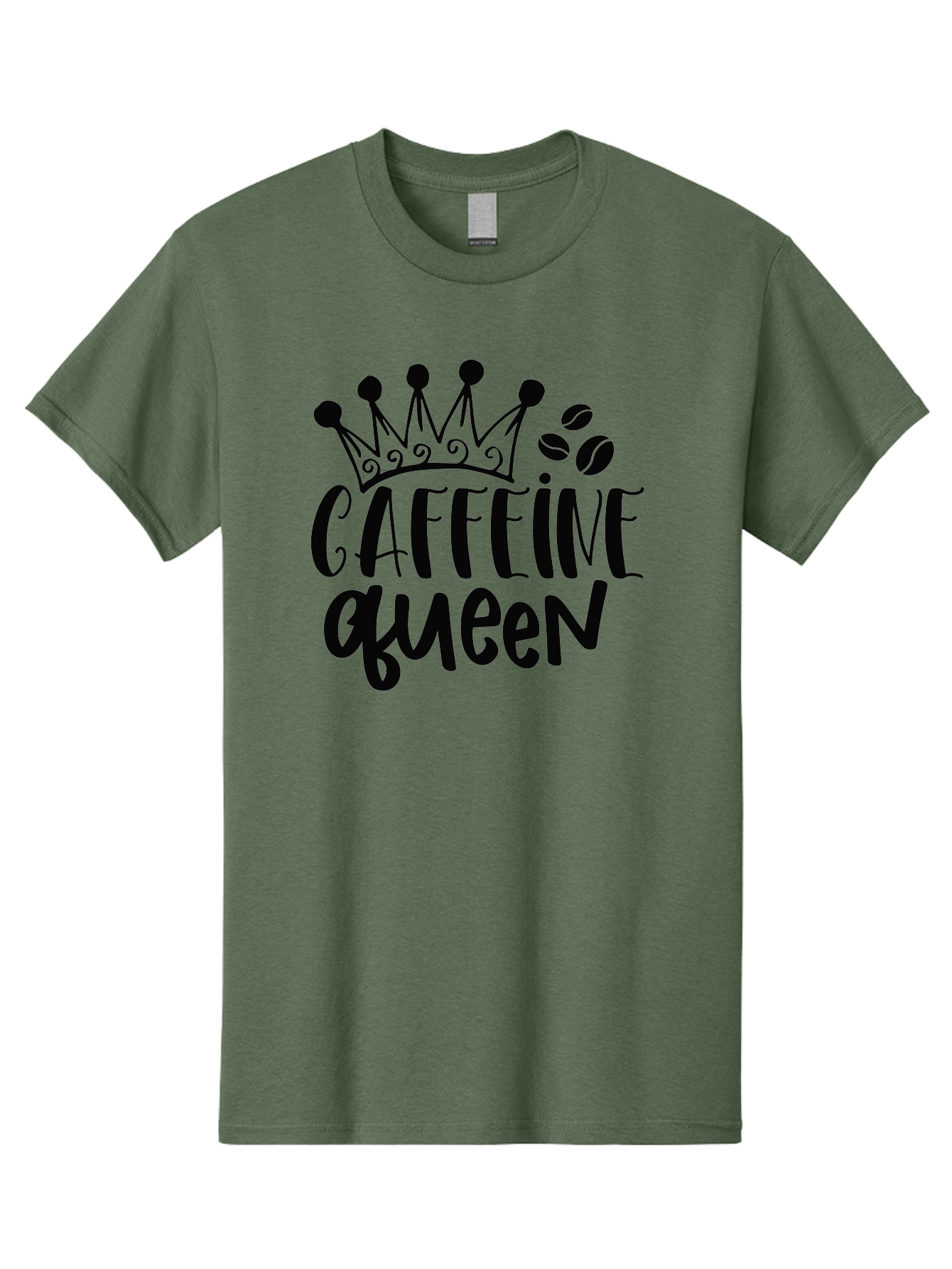 Caffeine-Queen Men'S Graphic Tee, 100% Cotton, Comfortable Casual Summer Wear, Machine Washable, Coffee Lover, Coffee Beans, Crown Icon, Royal Treatment, Coffee Culture, Caffeine Fix, Morning Motivation, Coffee Addiction, Coffee Obsession Aad369