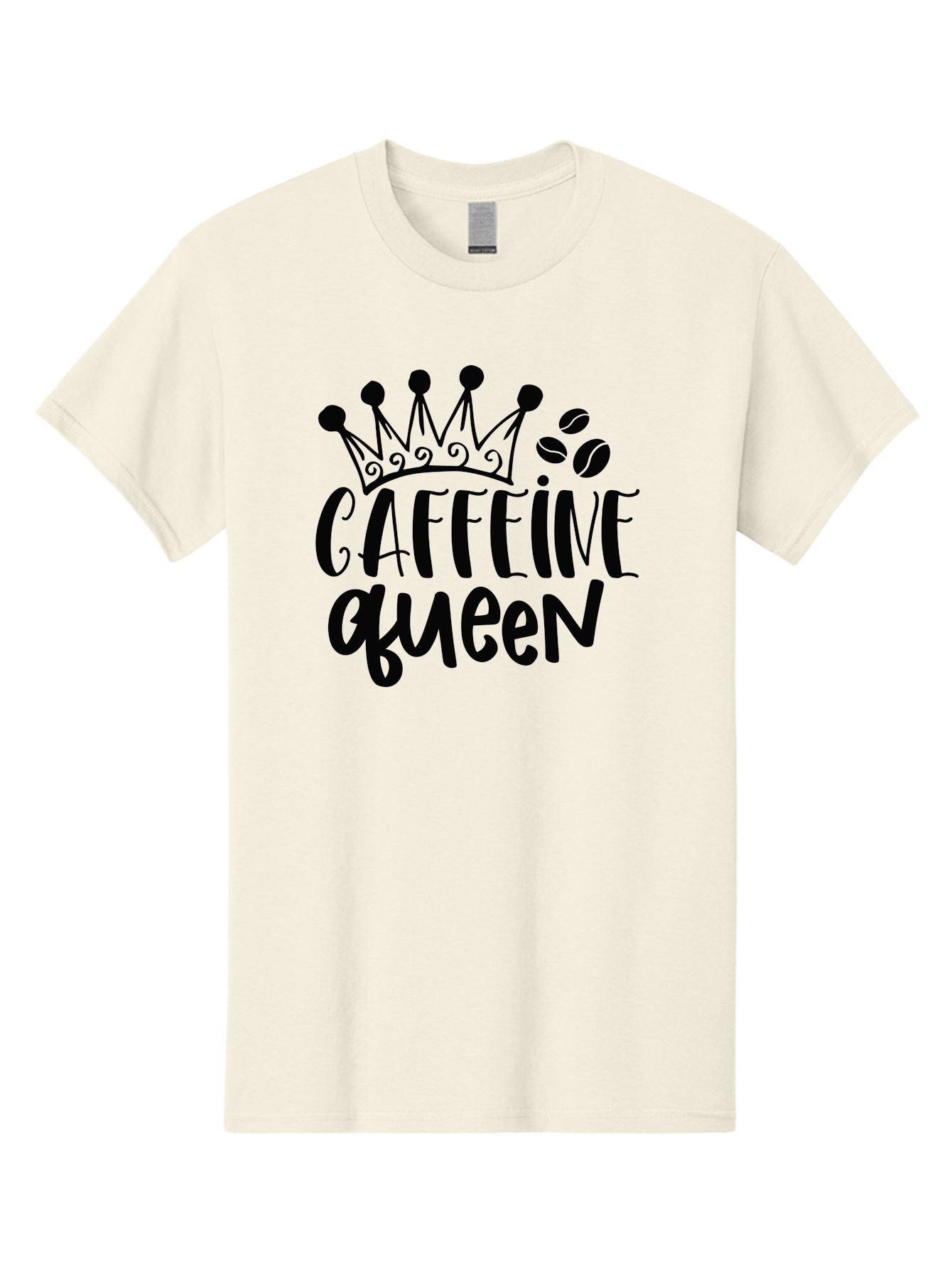 Caffeine-Queen Men'S Graphic Tee, 100% Cotton, Comfortable Casual Summer Wear, Machine Washable, Coffee Lover, Coffee Beans, Crown Icon, Royal Treatment, Coffee Culture, Caffeine Fix, Morning Motivation, Coffee Addiction, Coffee Obsession Aad369