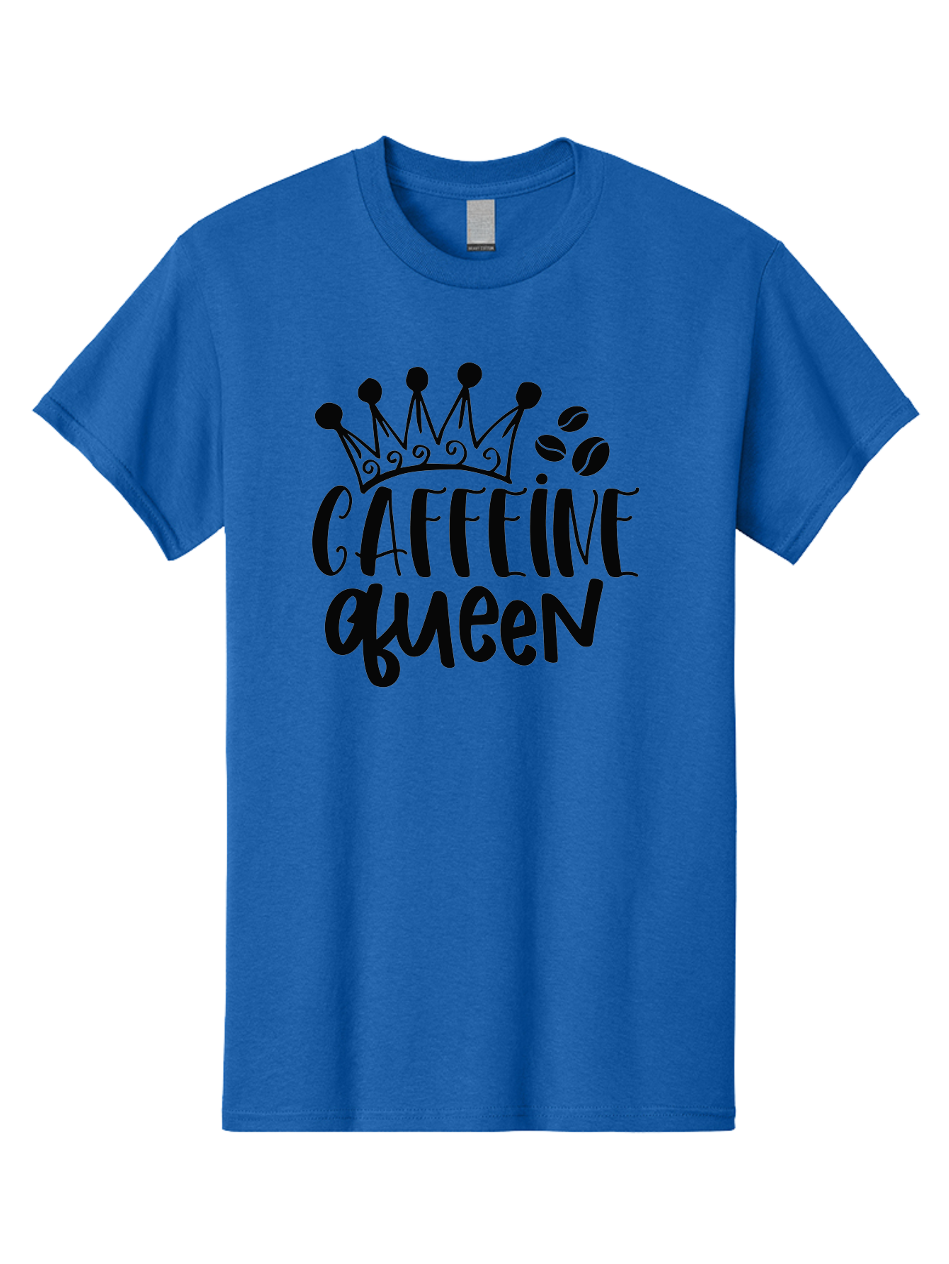 Caffeine-Queen Men'S Graphic Tee, 100% Cotton, Comfortable Casual Summer Wear, Machine Washable, Coffee Lover, Coffee Beans, Crown Icon, Royal Treatment, Coffee Culture, Caffeine Fix, Morning Motivation, Coffee Addiction, Coffee Obsession Aad369