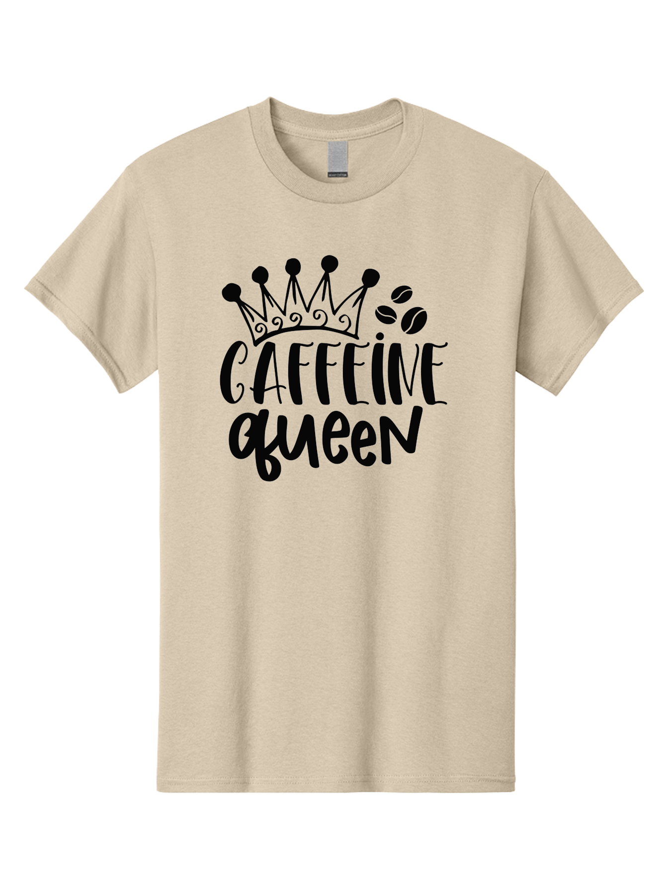 Caffeine-Queen Men'S Graphic Tee, 100% Cotton, Comfortable Casual Summer Wear, Machine Washable, Coffee Lover, Coffee Beans, Crown Icon, Royal Treatment, Coffee Culture, Caffeine Fix, Morning Motivation, Coffee Addiction, Coffee Obsession Aad369