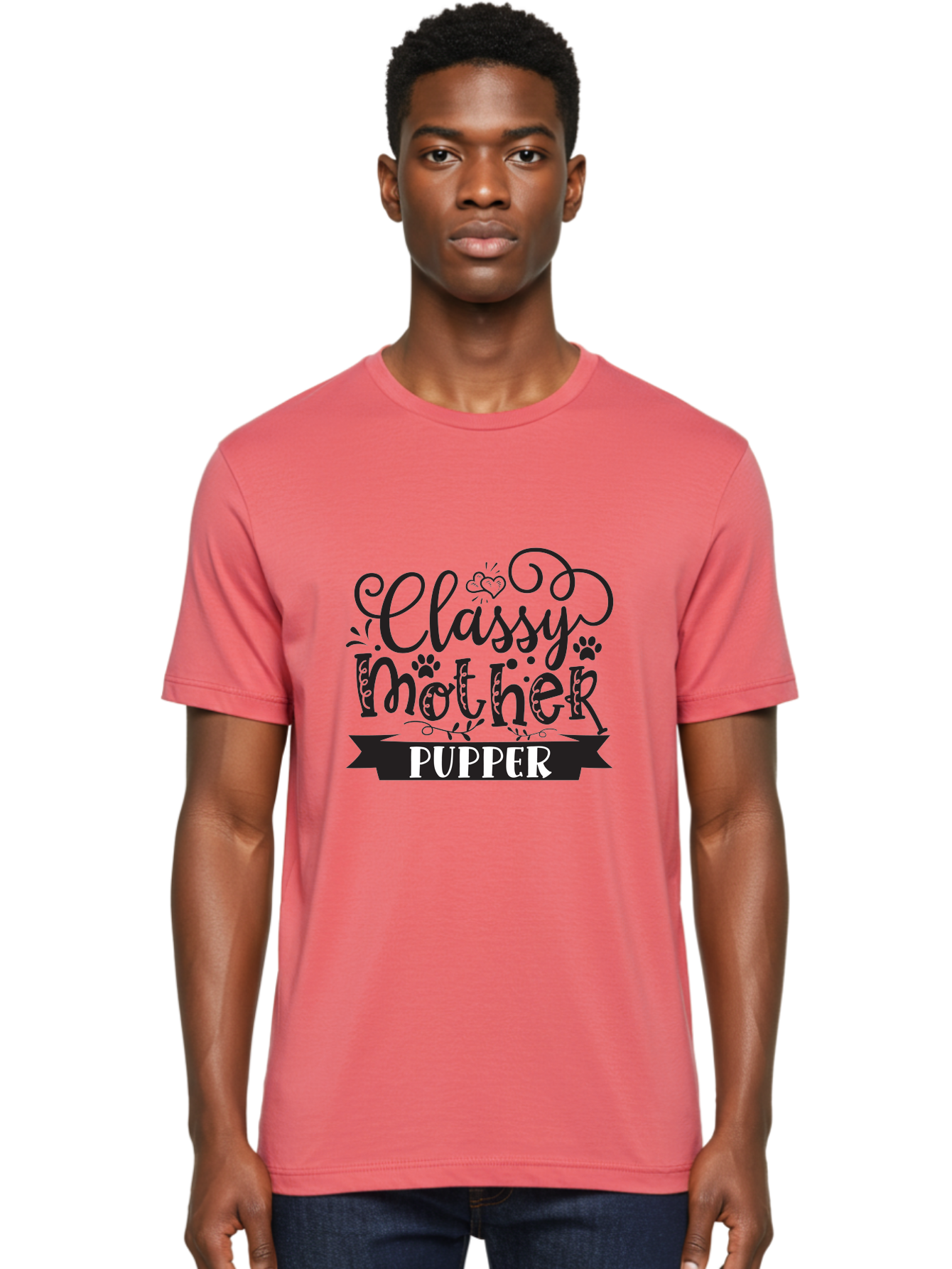 Classy-Mother-Pupper Men'S Graphic Tee, 100% Cotton, Comfortable Casual Summer Wear, Machine Washable, Classy Mother Pupper, Dog Mom, Dog Lover, Pet Parent, Funny Quote, Dog Humor, Mothers Day Gift Aad370