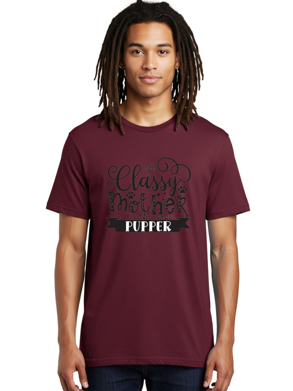 Classy-Mother-Pupper Men'S Graphic Tee, 100% Cotton, Comfortable Casual Summer Wear, Machine Washable, Classy Mother Pupper, Dog Mom, Dog Lover, Pet Parent, Funny Quote, Dog Humor, Mothers Day Gift Aad370