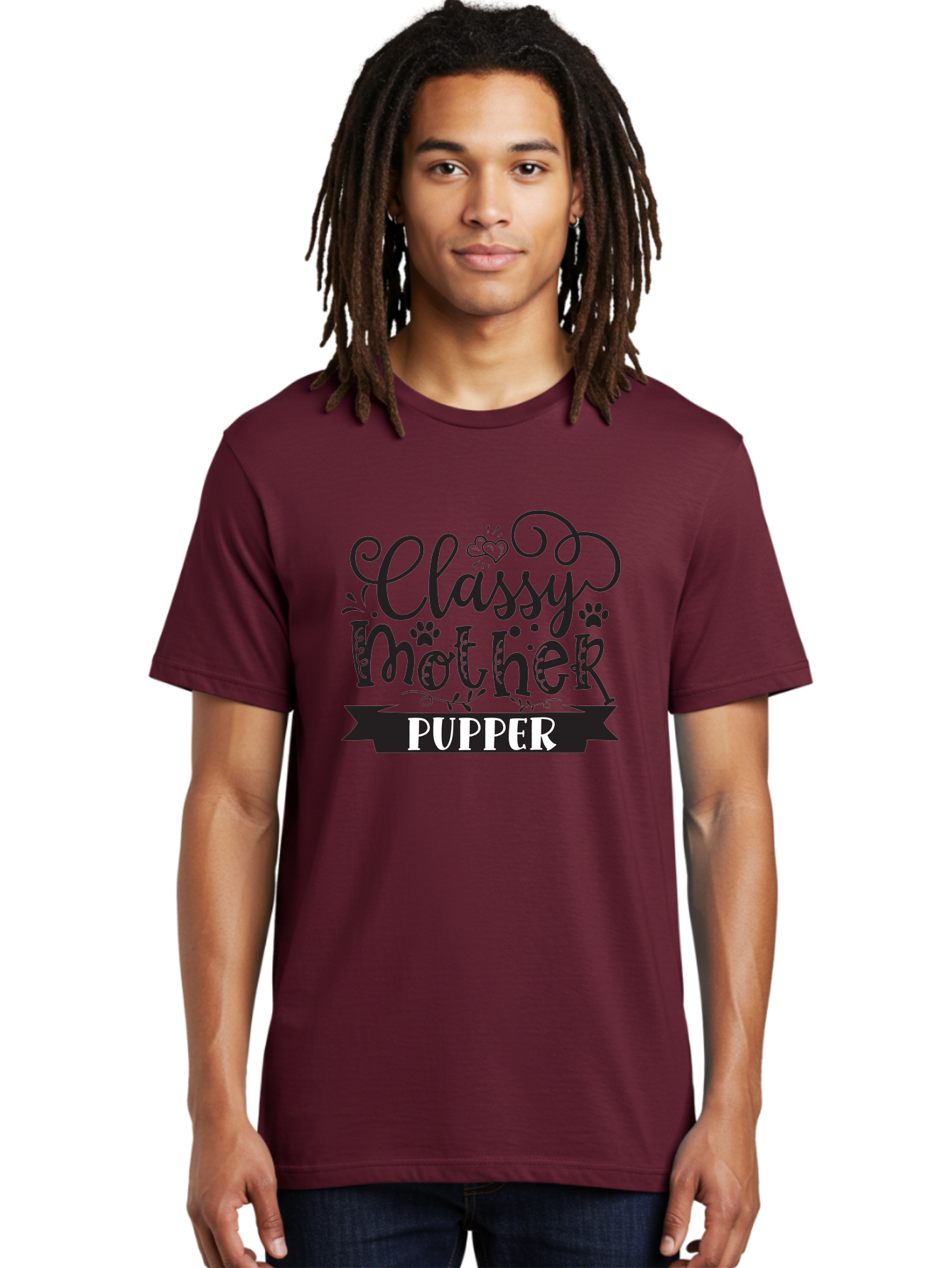 Classy-Mother-Pupper Men'S Graphic Tee, 100% Cotton, Comfortable Casual Summer Wear, Machine Washable, Classy Mother Pupper, Dog Mom, Dog Lover, Pet Parent, Funny Quote, Dog Humor, Mothers Day Gift Aad370