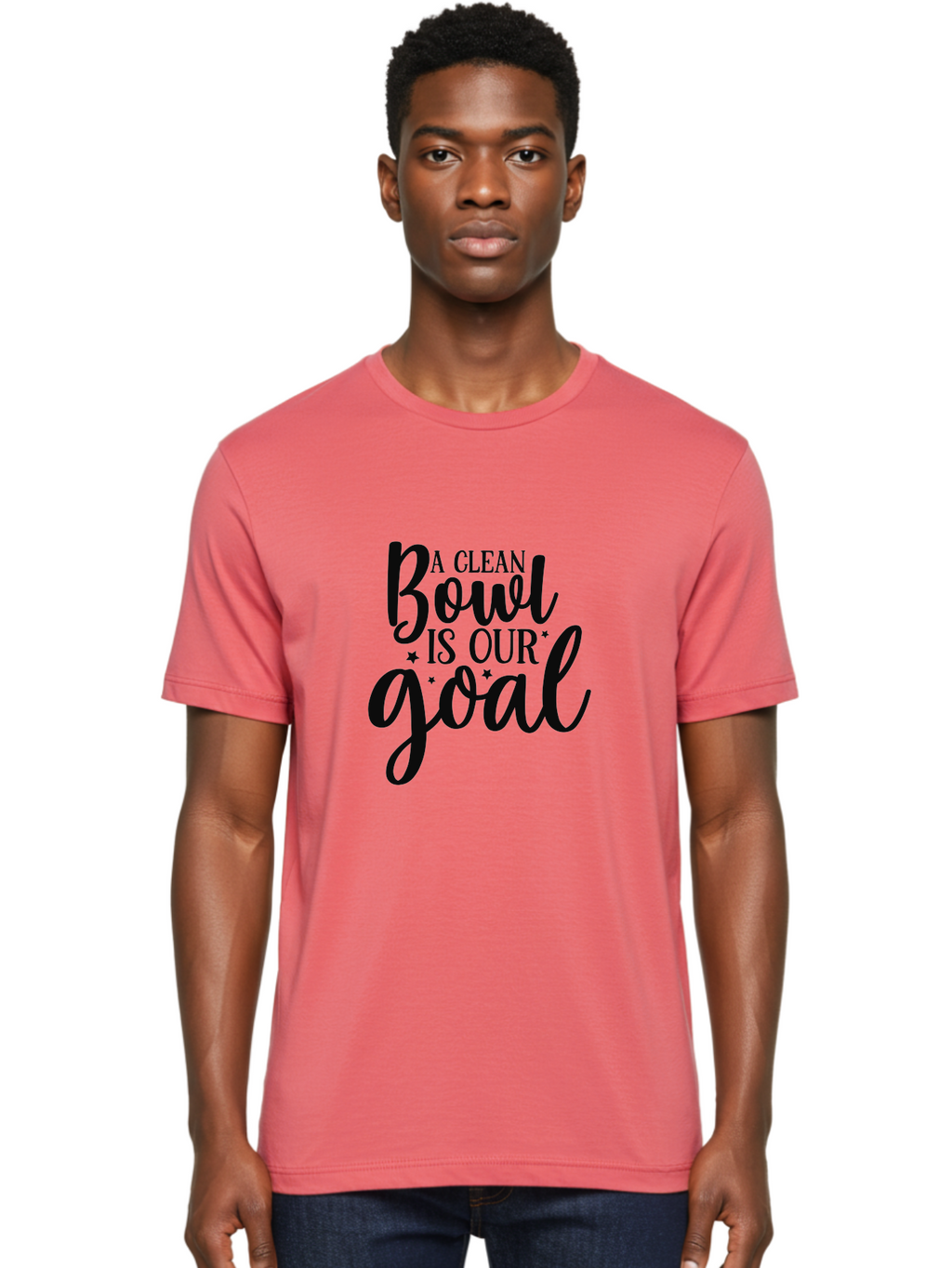 Clean-Bowl-Is-Our-Goal Men'S Graphic Tee, 100% Cotton, Comfortable Casual Summer Wear, Machine Washable, Motivational Quote, Food Slogan, Clean Bowl Goal, Dining Phrase, Restaurant Inspiration, Eating Encouragement, Meal Motivation Aad371