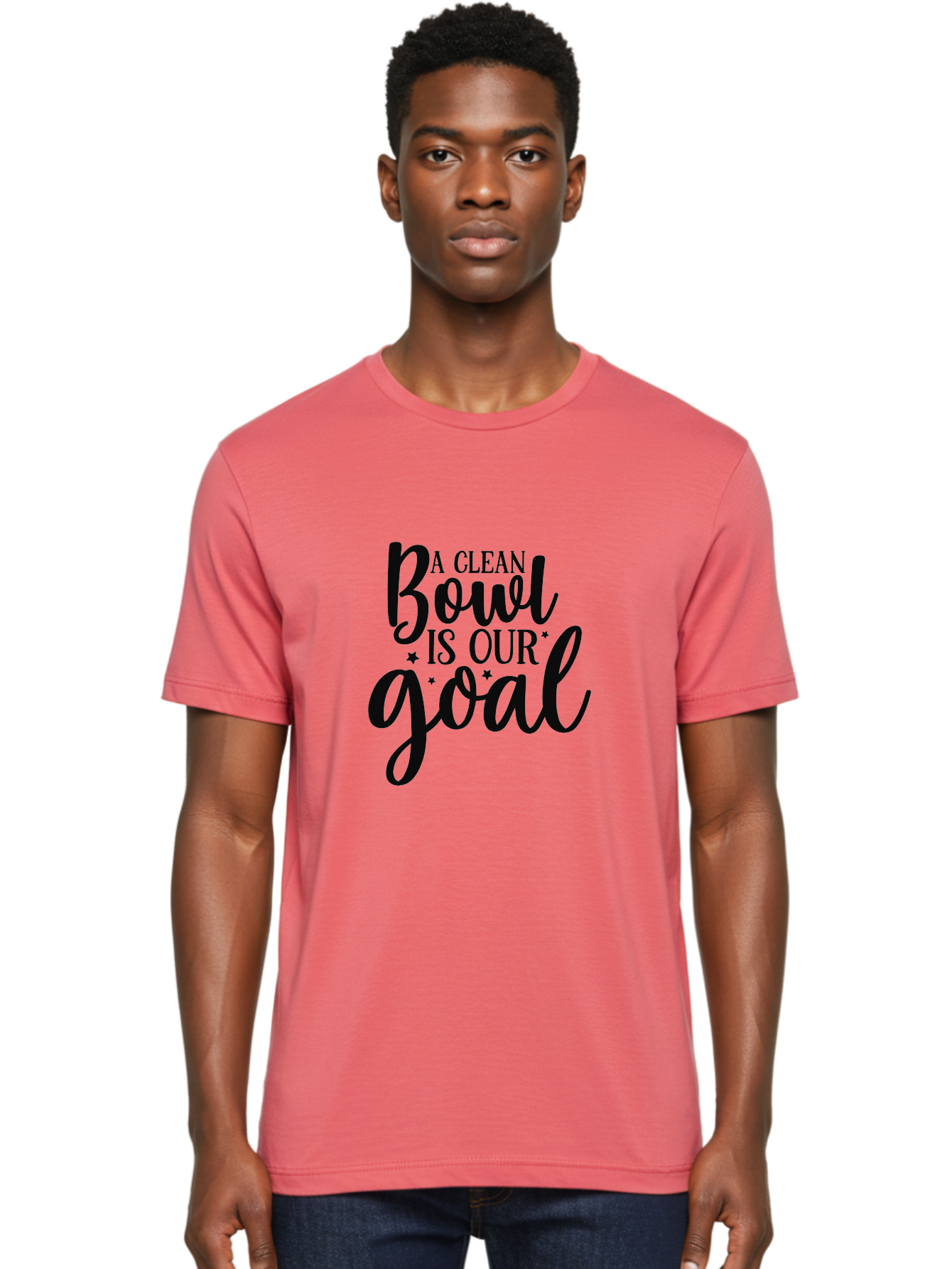 Clean-Bowl-Is-Our-Goal Men'S Graphic Tee, 100% Cotton, Comfortable Casual Summer Wear, Machine Washable, Motivational Quote, Food Slogan, Clean Bowl Goal, Dining Phrase, Restaurant Inspiration, Eating Encouragement, Meal Motivation Aad371