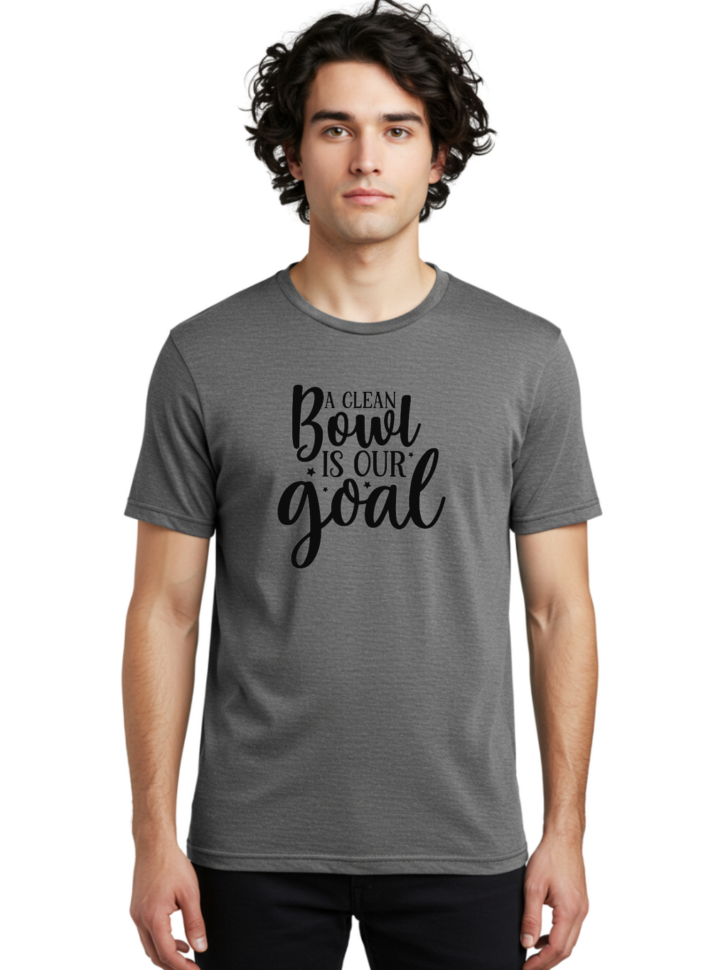 Clean-Bowl-Is-Our-Goal Men'S Graphic Tee, 100% Cotton, Comfortable Casual Summer Wear, Machine Washable, Motivational Quote, Food Slogan, Clean Bowl Goal, Dining Phrase, Restaurant Inspiration, Eating Encouragement, Meal Motivation Aad371
