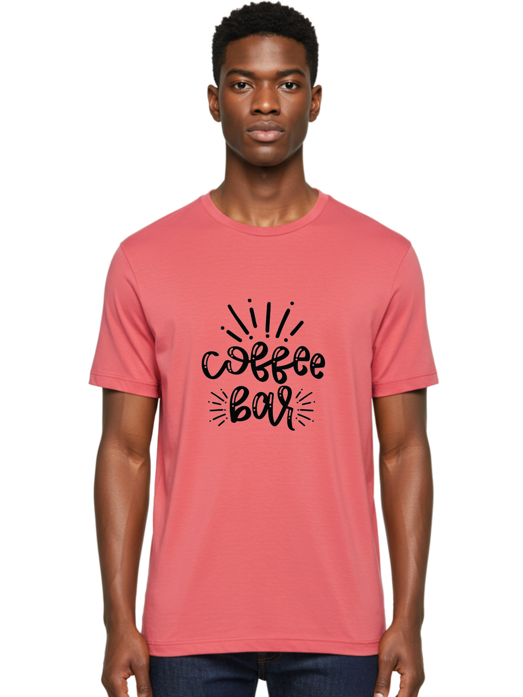 Coffee-Bar Men'S Graphic Tee, 100% Cotton, Comfortable Casual Summer Wear, Machine Washable, Coffee Shop, Coffee Culture, Cafe Ambiance, Relaxed Atmosphere, Coffee Lovers, Coffee Bar Sign, Modern Typography, Coffee Theme, Hand-Drawn Design, Aad372