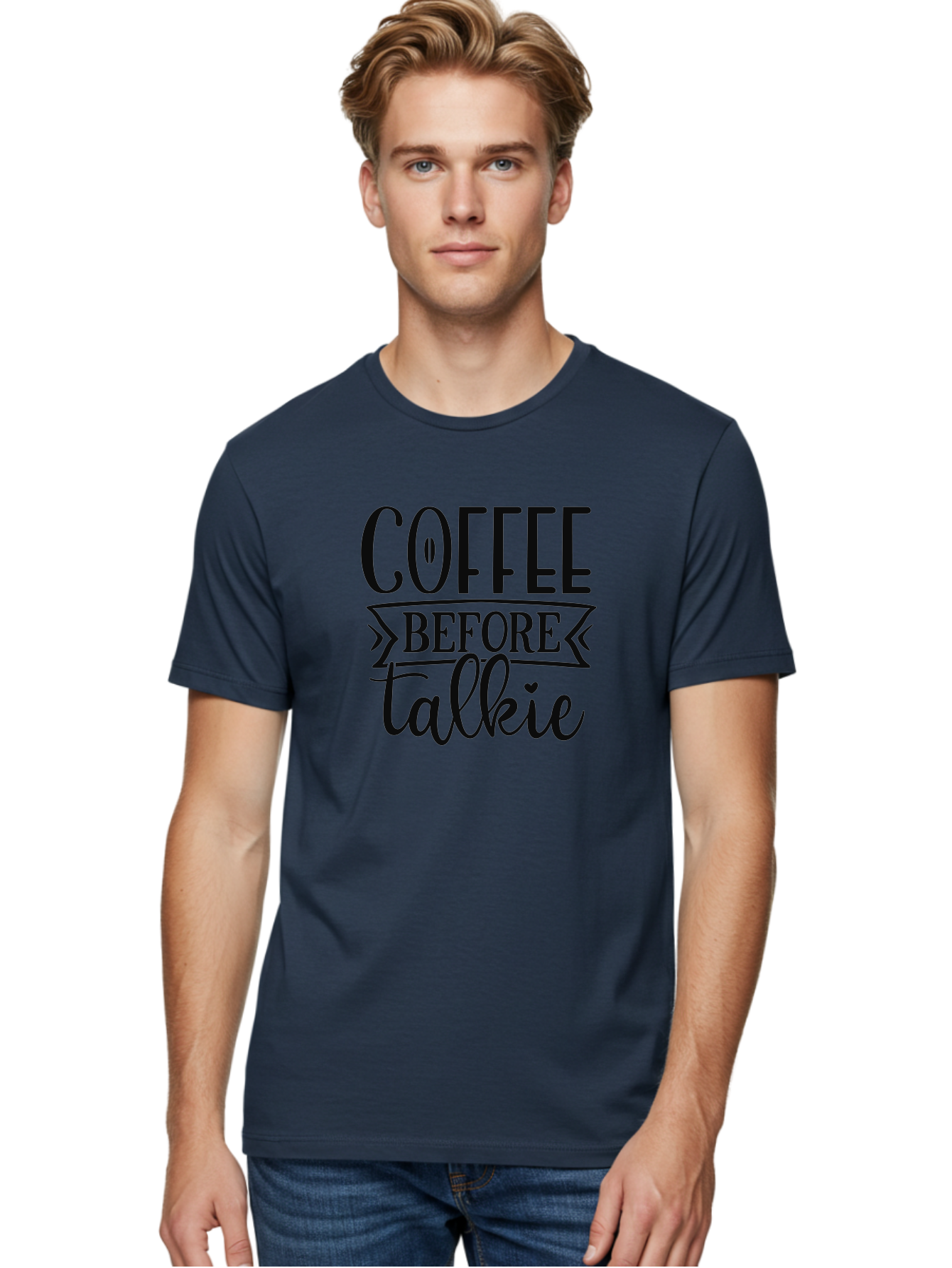 Coffee-Before-Talkie Men'S Graphic Tee, 100% Cotton, Comfortable Casual Summer Wear, Machine Washable, Coffee Lover, Morning Motivation, Funny Quote, Coffee Quote, Caffeine Fix, Humorous Design, Talkie, Coffee Before Talkie, Coffee Humor Aad373