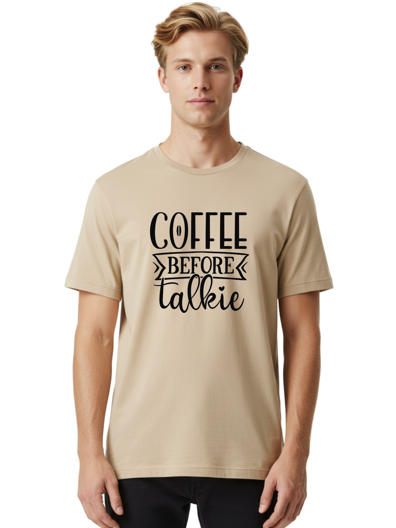 Coffee-Before-Talkie Men'S Graphic Tee, 100% Cotton, Comfortable Casual Summer Wear, Machine Washable, Coffee Lover, Morning Motivation, Funny Quote, Coffee Quote, Caffeine Fix, Humorous Design, Talkie, Coffee Before Talkie, Coffee Humor Aad373