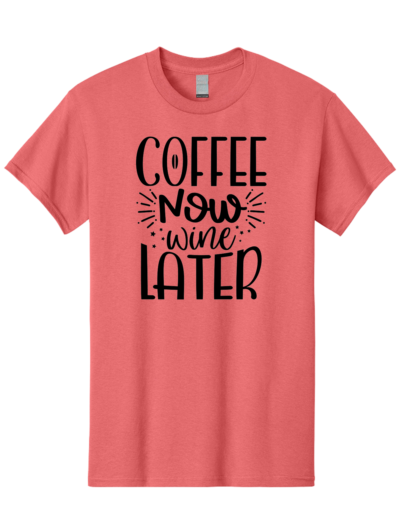 Coffee-Now-Wine-Later Men'S Graphic Tee, 100% Cotton, Comfortable Casual Summer Wear, Machine Washable, Coffee And Wine Quote, Coffee Lover, Wine Enthusiast, Motivational Phrase, Fun Design, Coffee Now Wine Later, Typography Art, Aad374