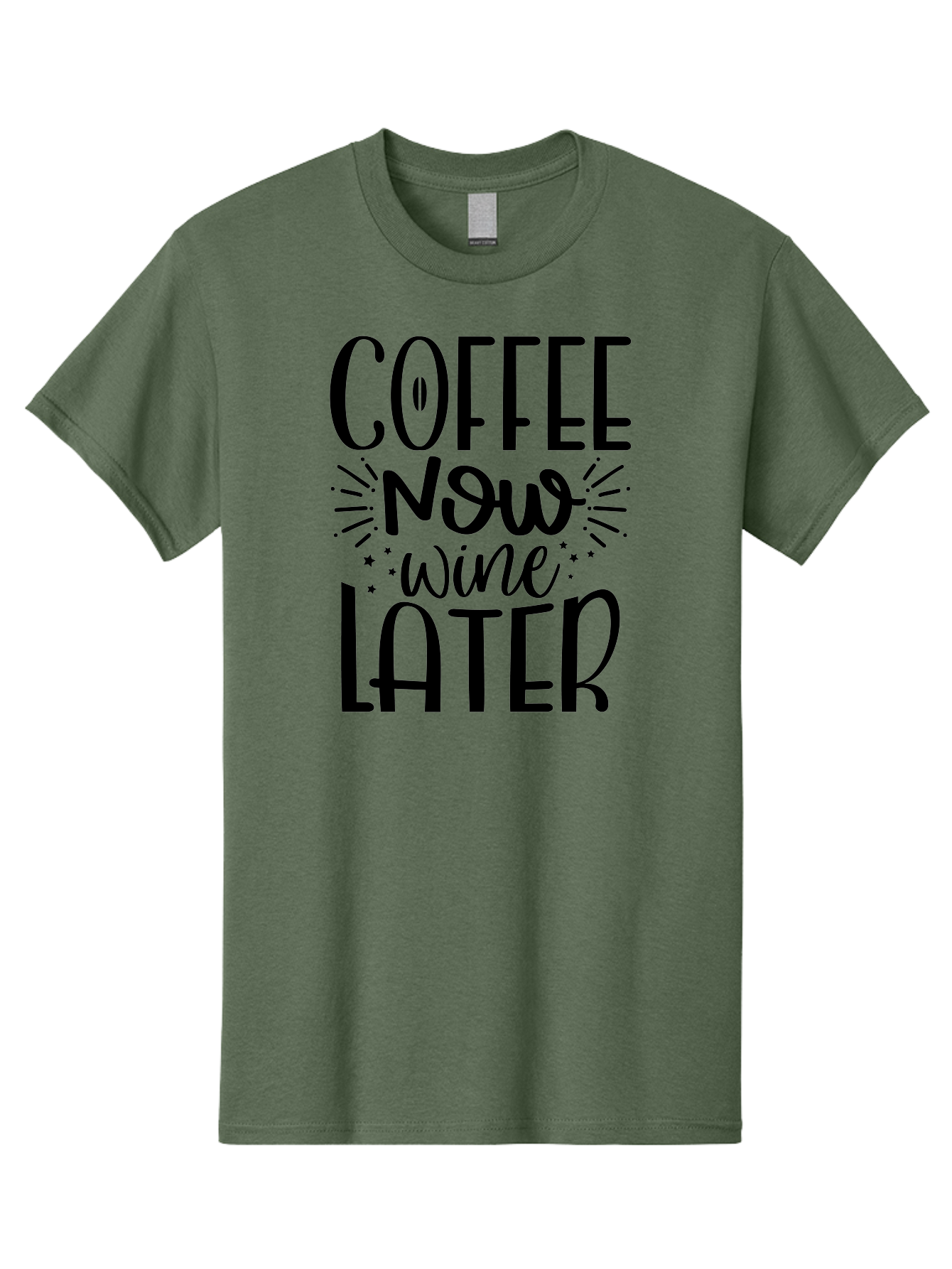 Coffee-Now-Wine-Later Men'S Graphic Tee, 100% Cotton, Comfortable Casual Summer Wear, Machine Washable, Coffee And Wine Quote, Coffee Lover, Wine Enthusiast, Motivational Phrase, Fun Design, Coffee Now Wine Later, Typography Art, Aad374
