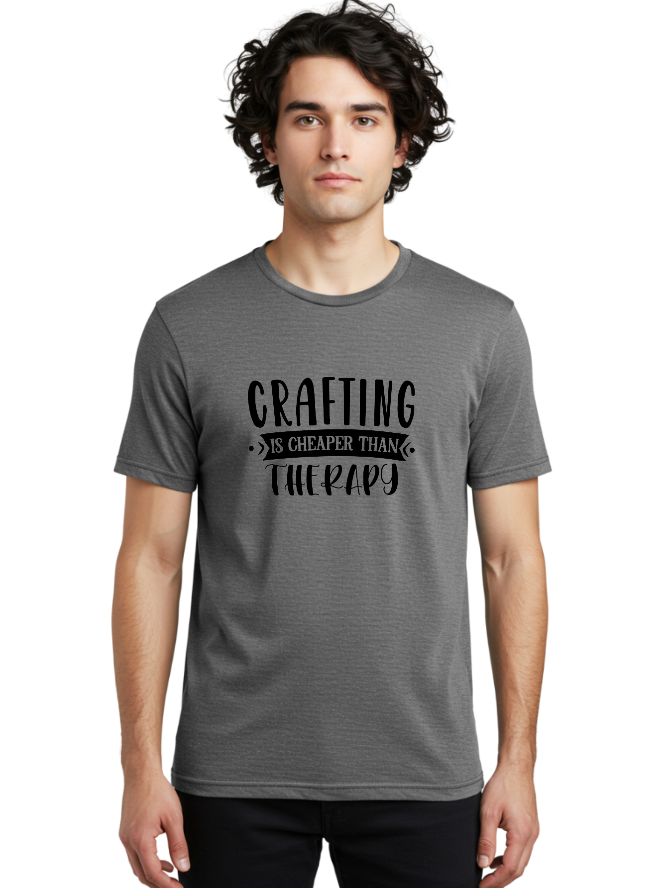 Crafting-Is-Cheaper-Than-Therapy Men'S Graphic Tee, 100% Cotton, Comfortable Casual Summer Wear, Machine Washable, Crafting Quotes, Therapy Alternatives, Creative Hobbies, Diy Inspiration, Handmade Crafts, Mental Health, Crafting Community, Aad376