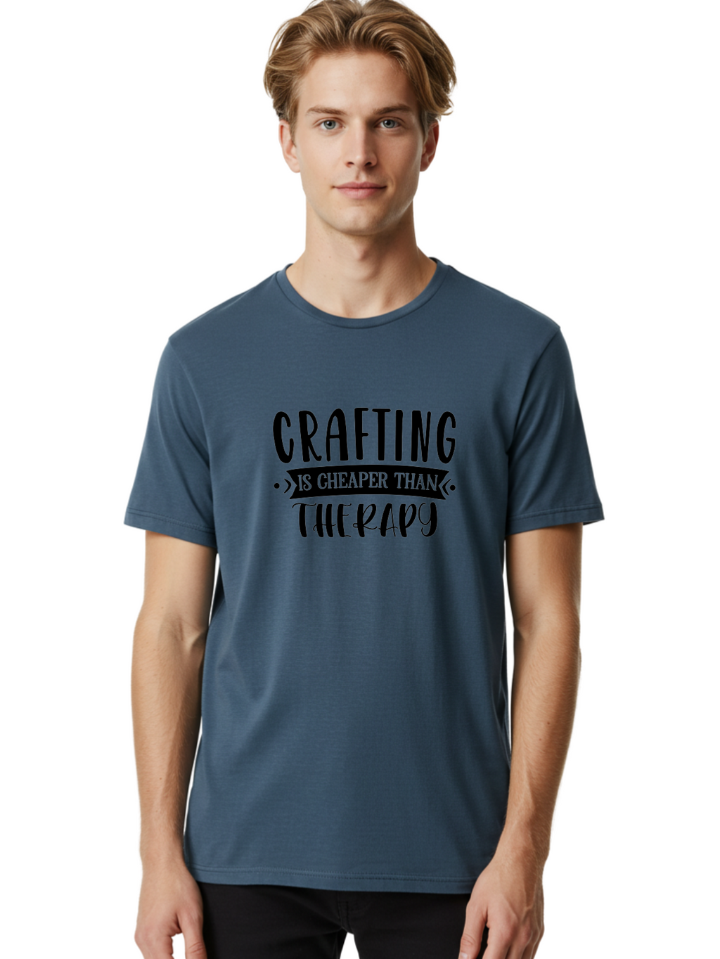 Crafting-Is-Cheaper-Than-Therapy Men'S Graphic Tee, 100% Cotton, Comfortable Casual Summer Wear, Machine Washable, Crafting Quotes, Therapy Alternatives, Creative Hobbies, Diy Inspiration, Handmade Crafts, Mental Health, Crafting Community, Aad376