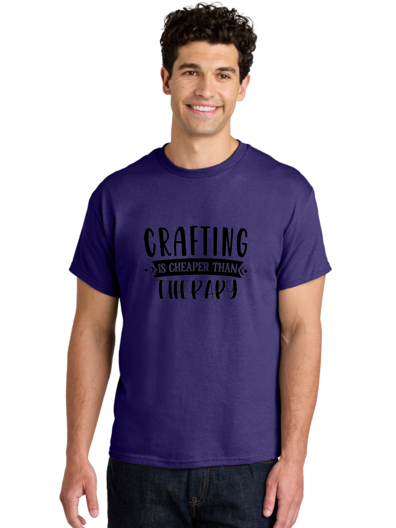 Crafting-Is-Cheaper-Than-Therapy Men'S Graphic Tee, 100% Cotton, Comfortable Casual Summer Wear, Machine Washable, Crafting Quotes, Therapy Alternatives, Creative Hobbies, Diy Inspiration, Handmade Crafts, Mental Health, Crafting Community, Aad376