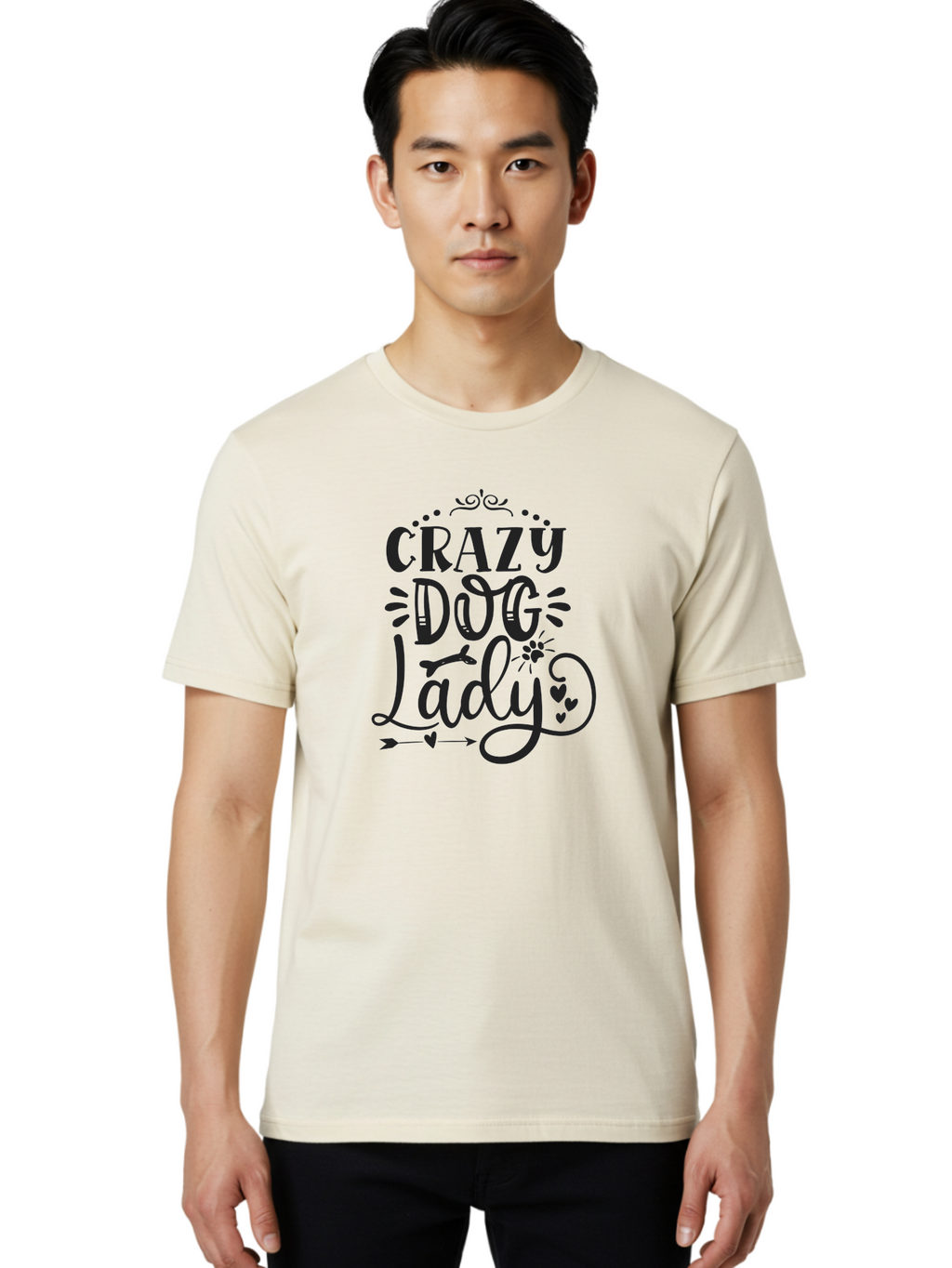 Crazy-Dog-Lady Men'S Graphic Tee, 100% Cotton, Comfortable Casual Summer Wear, Machine Washable, Dog Lady, Crazy Dog Lady, Dog Lover, Dog Mom, Pet Owner, Dog Enthusiast, Dog Gifts, Dog Apparel, Dog Accessories Aad378