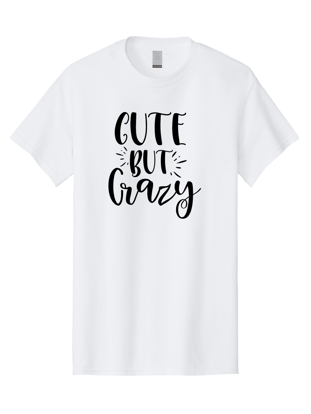 Cute-But-Crazy Men'S Graphic Tee, 100% Cotton, Comfortable Casual Summer Wear, Machine Washable, Funny Quote, Cute But Crazy, Quirky Phrase, Humorous Saying, Playful Font, Inspirational Quote, Motivational Words, Bold Typography Aad379