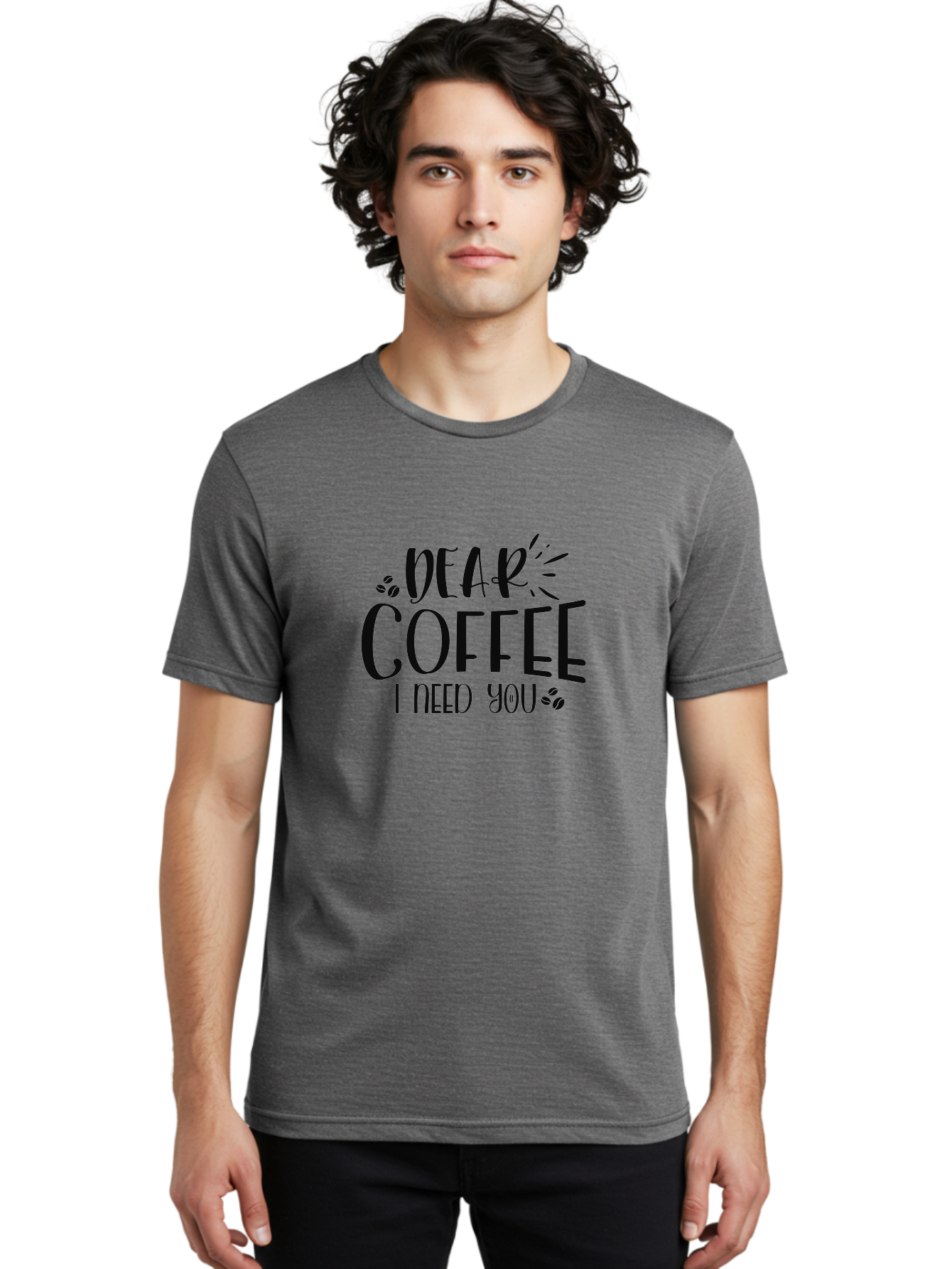 Dear-Coffee-I-Need-You Men'S Graphic Tee, 100% Cotton, Comfortable Casual Summer Wear, Machine Washable, Coffee Lover Quote, Coffee Dependency, Coffee Addiction, Morning Coffee, Coffee Motivation, Coffee Love, Coffee Needs Aad380