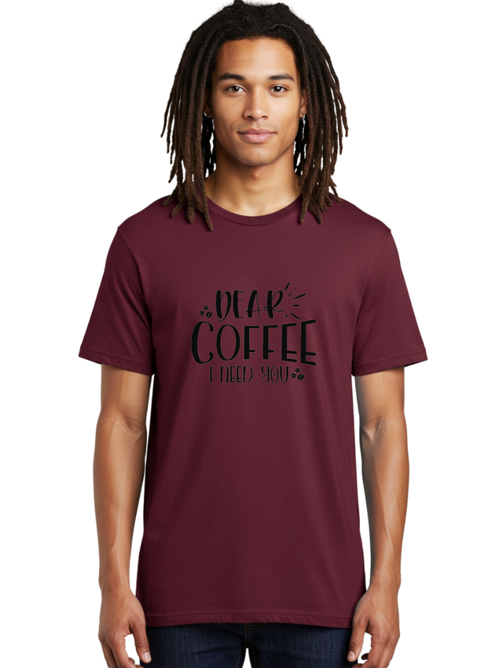 Dear-Coffee-I-Need-You Men'S Graphic Tee, 100% Cotton, Comfortable Casual Summer Wear, Machine Washable, Coffee Lover Quote, Coffee Dependency, Coffee Addiction, Morning Coffee, Coffee Motivation, Coffee Love, Coffee Needs Aad380