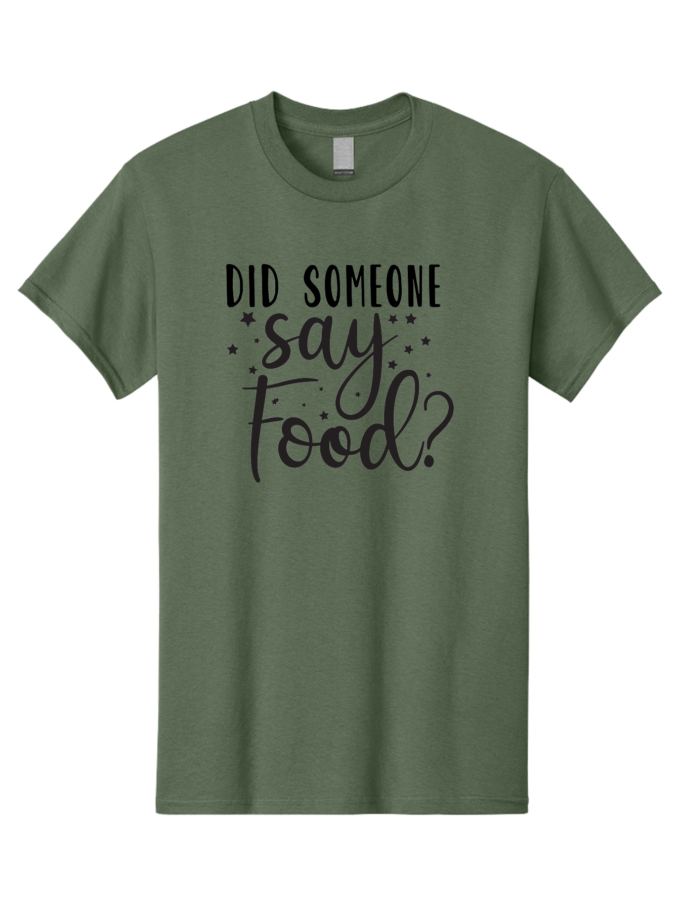 Did-Someone-Say-Food Men'S Graphic Tee, 100% Cotton, Comfortable Casual Summer Wear, Machine Washable, Typography, Quote, Foodie, Culinary Delights, Dining, Restaurant, Meal, Food Quote, Stars, Whimsical Design Aad381