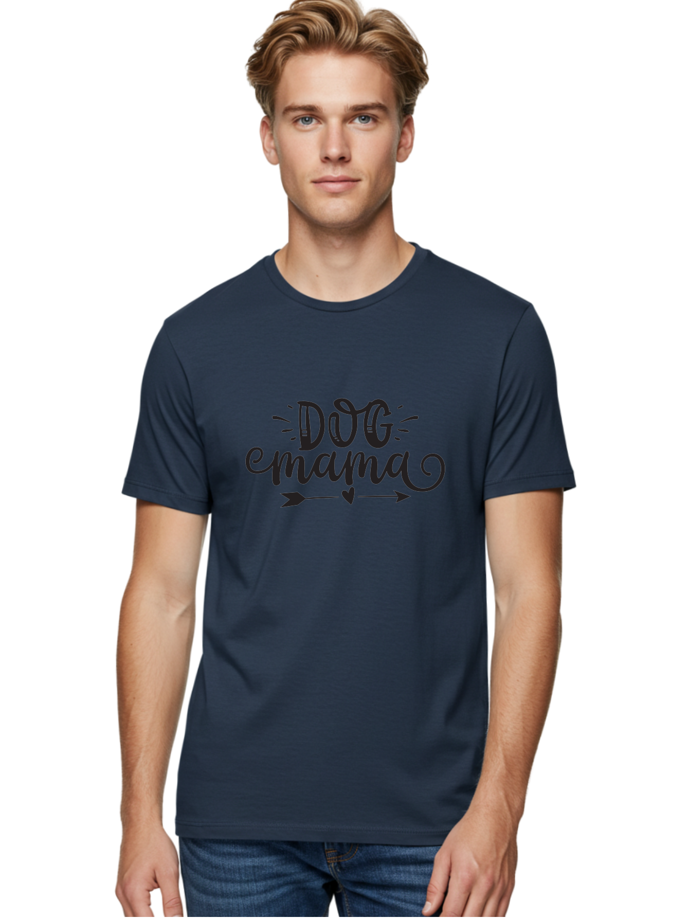 Dog-Mama Men'S Graphic Tee, 100% Cotton, Comfortable Casual Summer Wear, Machine Washable, Dog Mama, Dog Mom, Dog Lover, Pet Parent, Dog Owner, Dog Enthusiast, Pet Love, Dog Gifts, Dog Apparel, Dog Accessories Aad385
