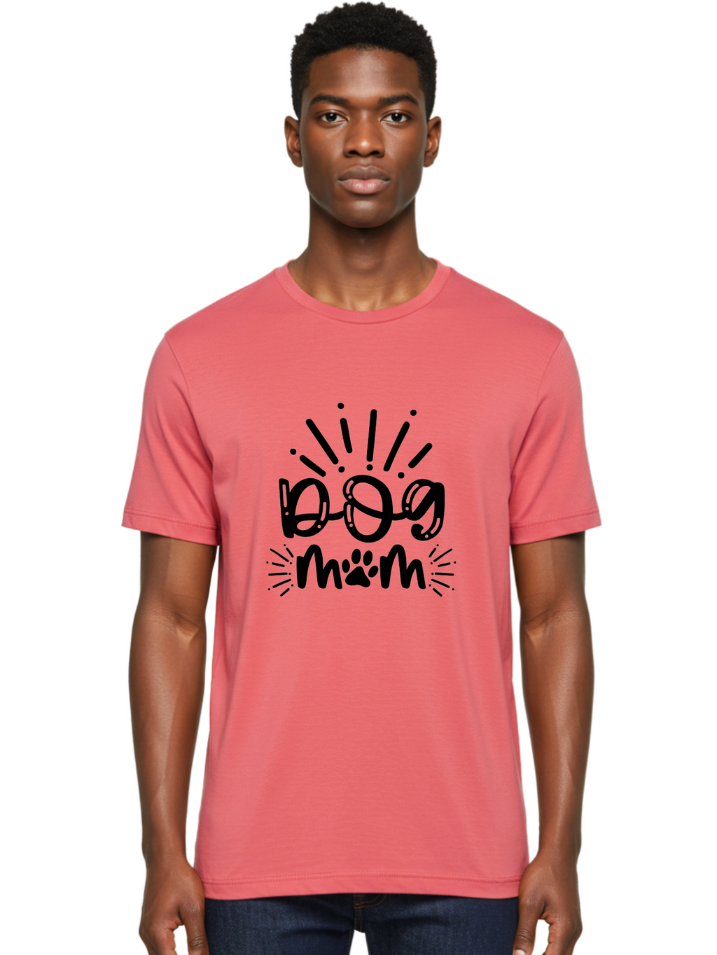 Dog-Mom Men'S Graphic Tee, 100% Cotton, Comfortable Casual Summer Wear, Machine Washable, Dog Mom, Dog Mom Quote, Dog Owner, Dog Lover, Pet Parent, Dog Enthusiast, Dog Mommy, Paw Print, Fun Design, Playful Typography, Dog Mum Aad386