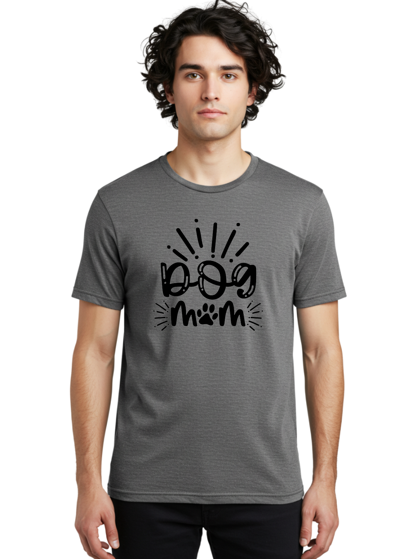 Dog-Mom Men'S Graphic Tee, 100% Cotton, Comfortable Casual Summer Wear, Machine Washable, Dog Mom, Dog Mom Quote, Dog Owner, Dog Lover, Pet Parent, Dog Enthusiast, Dog Mommy, Paw Print, Fun Design, Playful Typography, Dog Mum Aad386