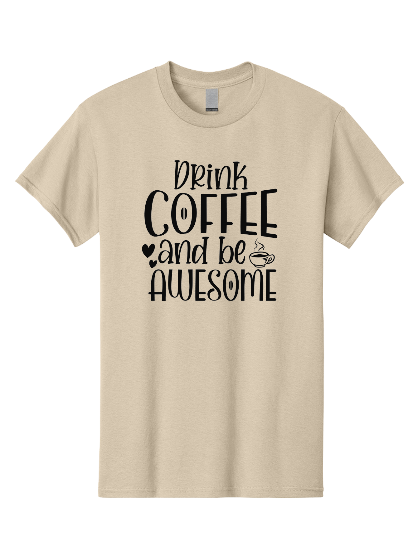 Drink-Coffee-And-Be-Awesome Men'S Graphic Tee, 100% Cotton, Comfortable Casual Summer Wear, Machine Washable, Coffee Quote, Motivational Quote, Coffee Lover, Awesome Quote, Coffee Inspiration, Morning Coffee, Coffee Culture, Daily Motivation Aad390