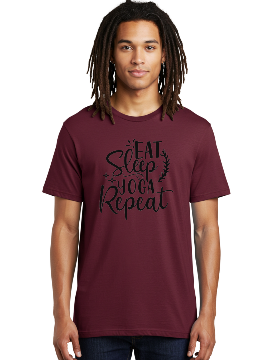 Eat-Sleep-Yoga-Repeat Men'S Graphic Tee, 100% Cotton, Comfortable Casual Summer Wear, Machine Washable, Yoga, Eat Sleep Yoga Repeat, Yoga Repetition, Yoga Practice, Mindfulness, Wellness, Healthy Living, Fitness Aad392