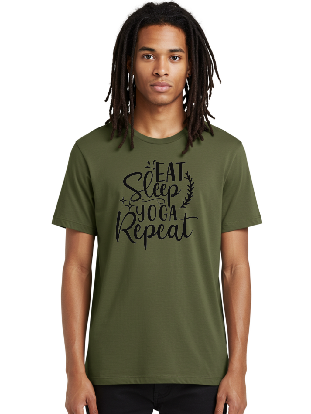 Eat-Sleep-Yoga-Repeat Men'S Graphic Tee, 100% Cotton, Comfortable Casual Summer Wear, Machine Washable, Yoga, Eat Sleep Yoga Repeat, Yoga Repetition, Yoga Practice, Mindfulness, Wellness, Healthy Living, Fitness Aad392