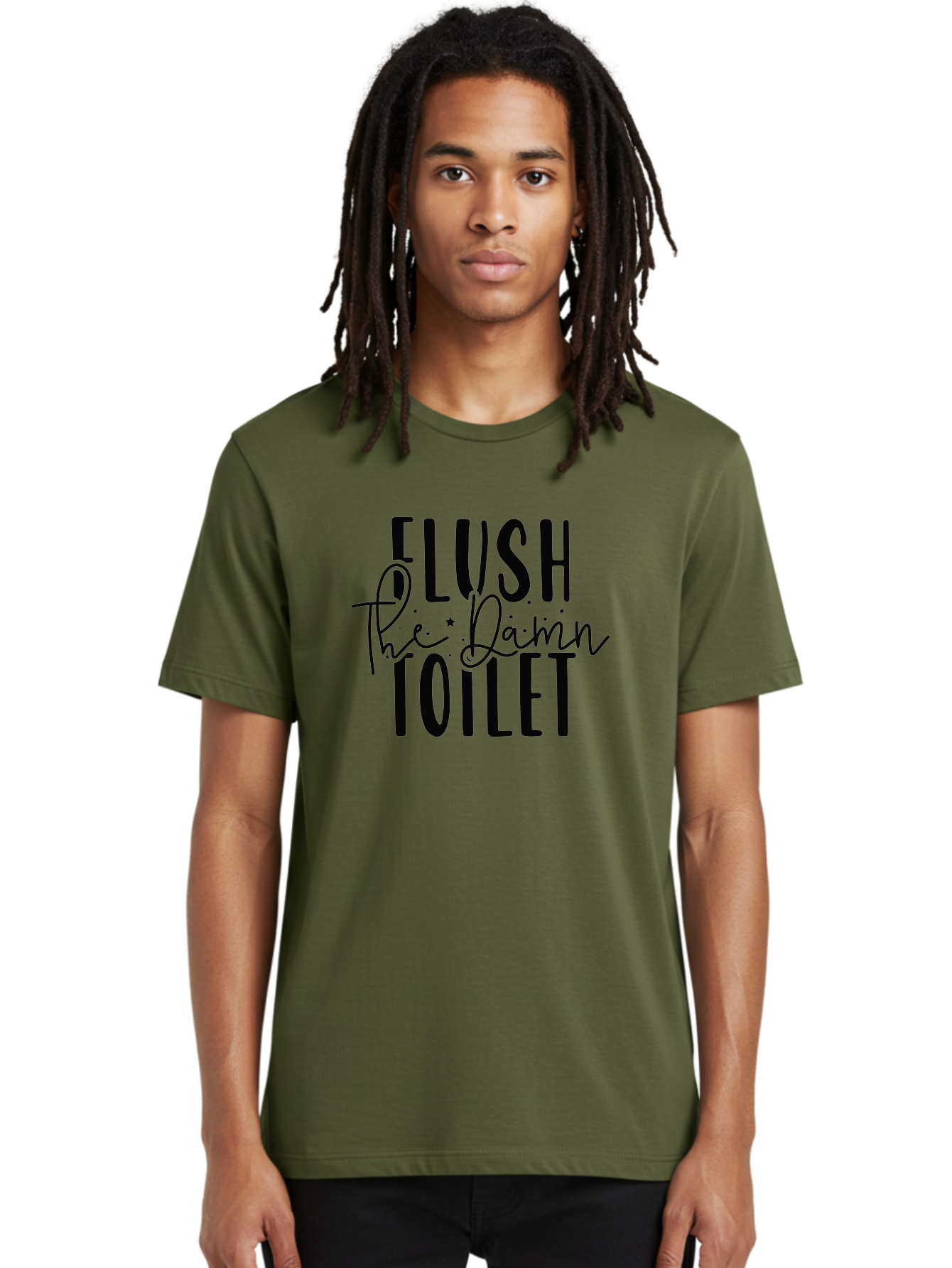 Flush-The-Damn-Toilet Men'S Graphic Tee, 100% Cotton, Comfortable Casual Summer Wear, Machine Washable, Funny Bathroom Quote, Humorous Sign, Toilet Humor, Sassy Bathroom Decor, Playful Bathroom Sign, Quirky Home Decor Aad395