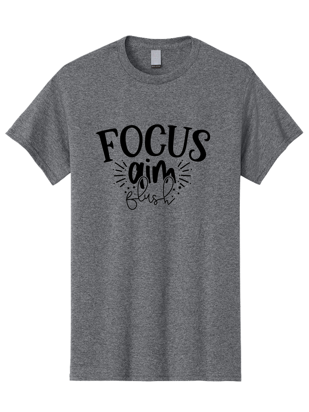 Focus-Aim-Flush Men'S Graphic Tee, 100% Cotton, Comfortable Casual Summer Wear, Machine Washable, Motivational Quote, Focus On Your Goals, Inspirational Phrase, Aim High, Flush With Success, Motivational Typography, Positive Affirmation, Aad396