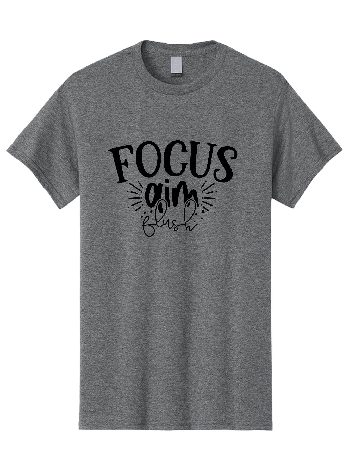 Focus-Aim-Flush Men'S Graphic Tee, 100% Cotton, Comfortable Casual Summer Wear, Machine Washable, Motivational Quote, Focus On Your Goals, Inspirational Phrase, Aim High, Flush With Success, Motivational Typography, Positive Affirmation, Aad396