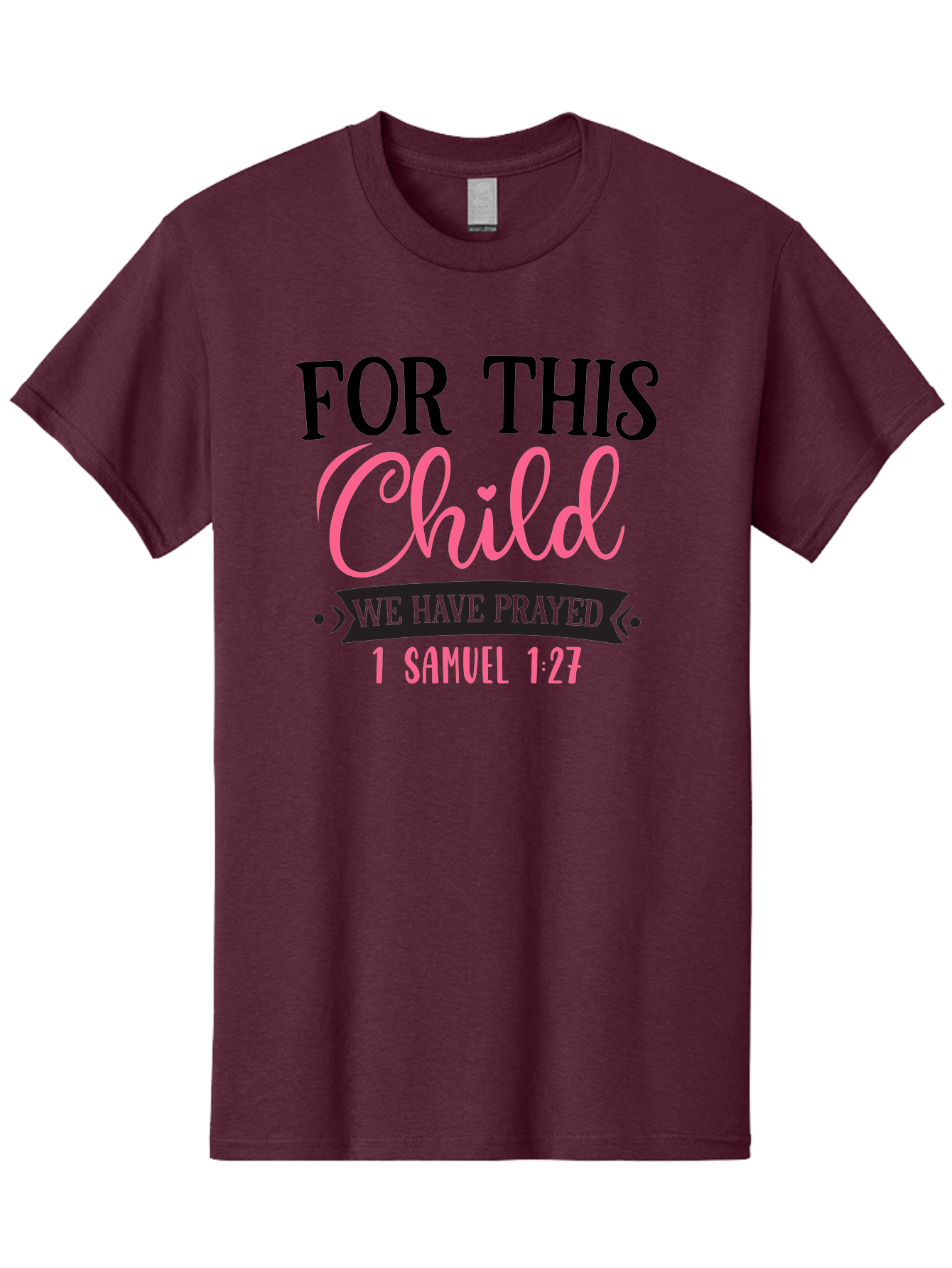 For-This-Child-We-Have-Prayed Men'S Graphic Tee, 100% Cotton, Comfortable Casual Summer Wear, Machine Washable, Inspirational Quote, Bible Verse, 1 Samuel 1:27, Child'S Blessing, Prayer For Kids, Faith-Based Message, Scripture For Parents, Aad397