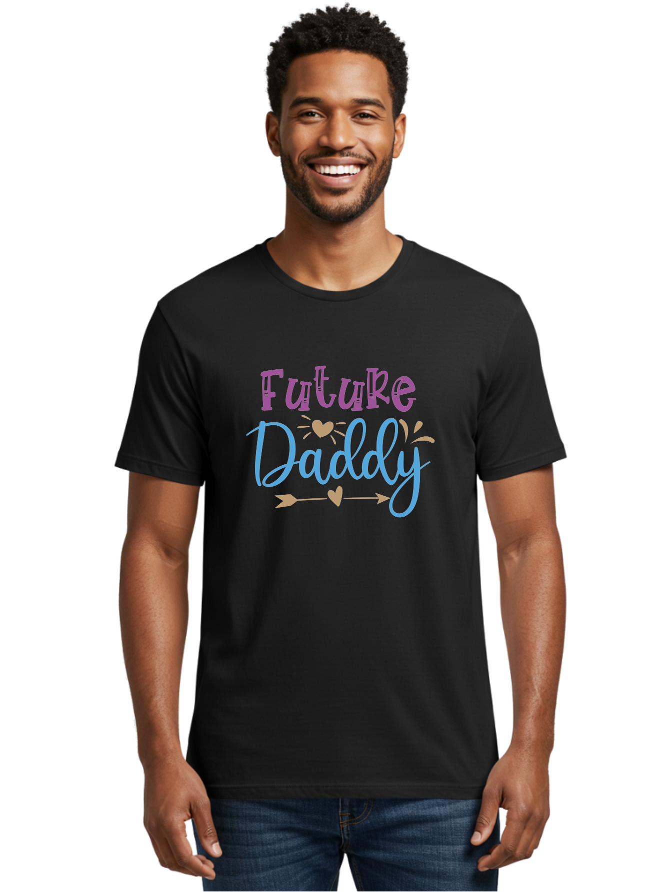 Future-Daddy Men'S Graphic Tee, 100% Cotton, Comfortable Casual Summer Wear, Machine Washable, Future Daddy, Daddy To Be, Baby On Board, Expecting Father, New Dad, Fatherhood, Baby Announcement, Heartwarming Design, Arrow And Heart Symbol, Aad402